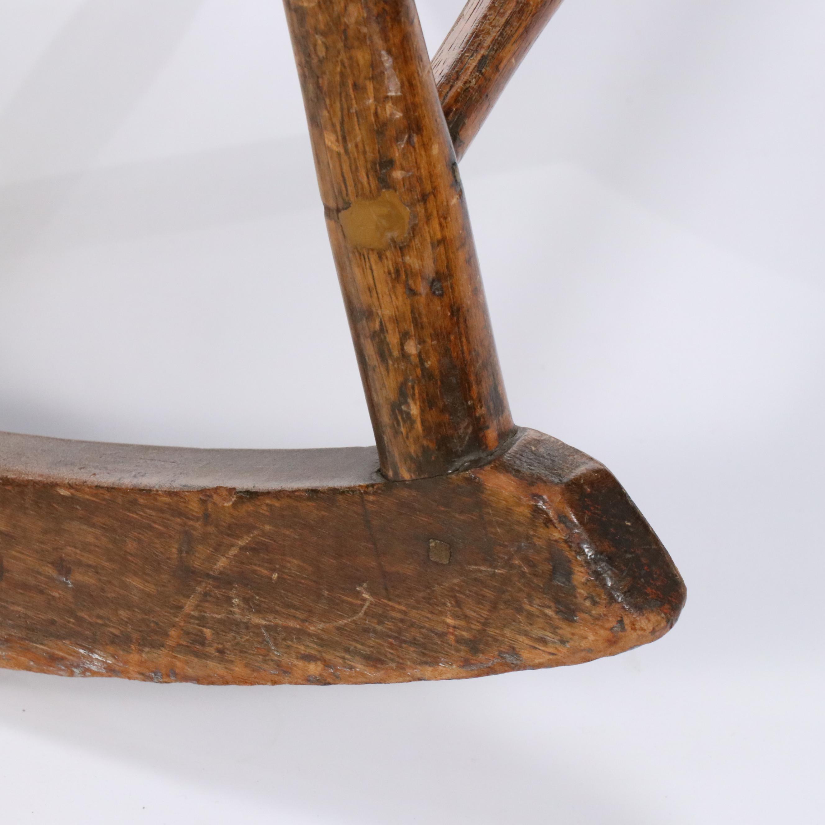 American Primitive Poplar and Hickory Rocking Chair, Early 19th Century