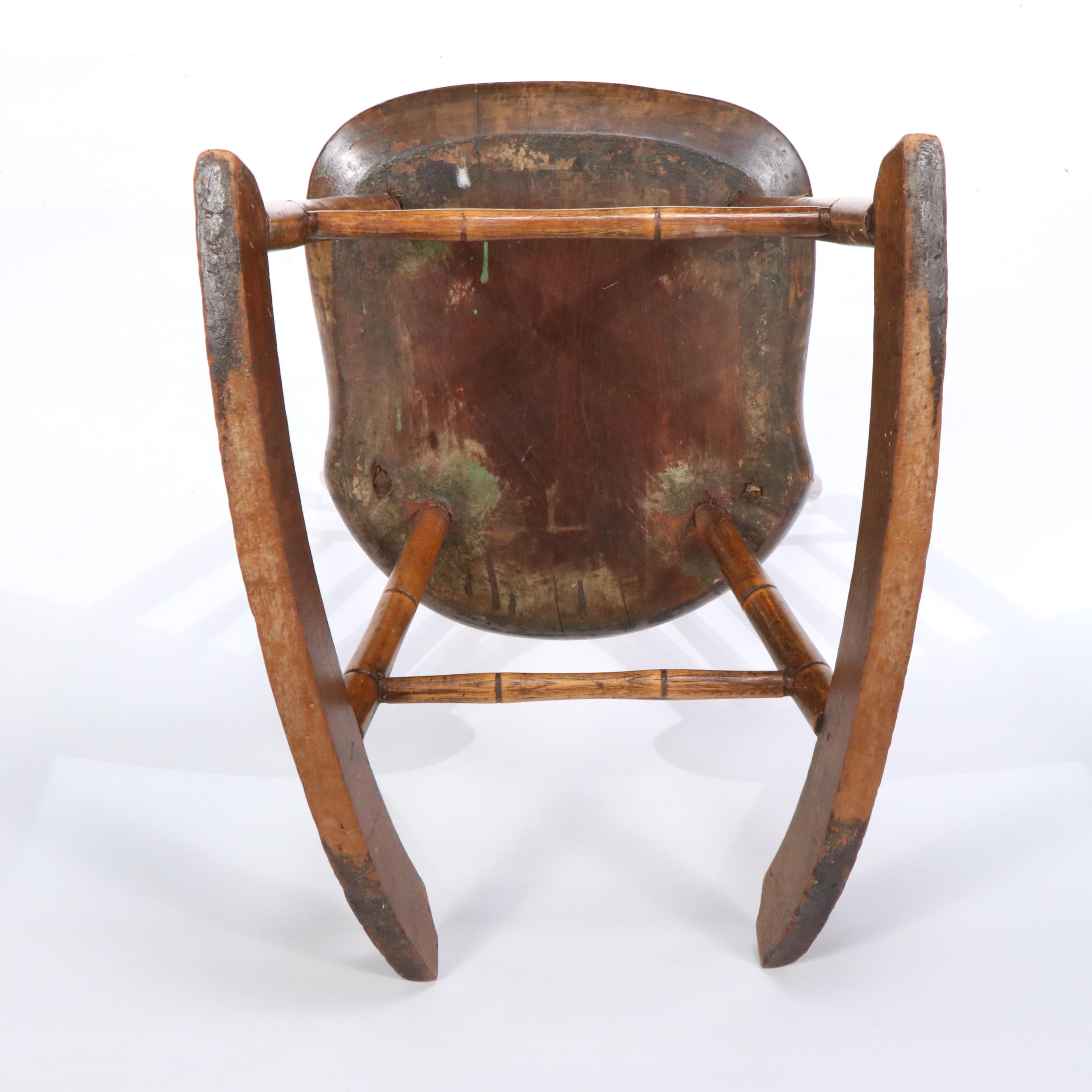American Primitive Poplar and Hickory Rocking Chair, Early 19th Century