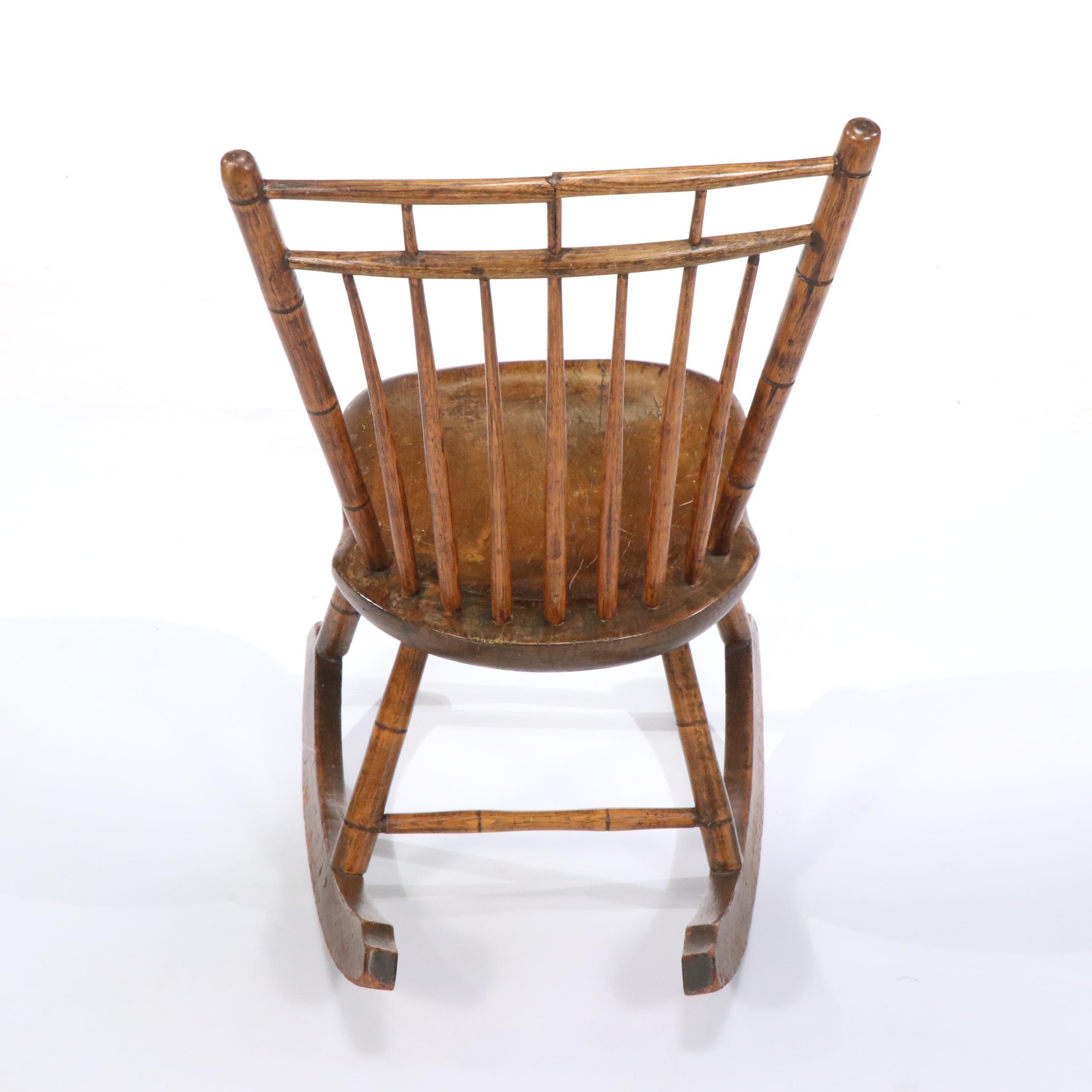 American Primitive Poplar and Hickory Rocking Chair, Early 19th Century