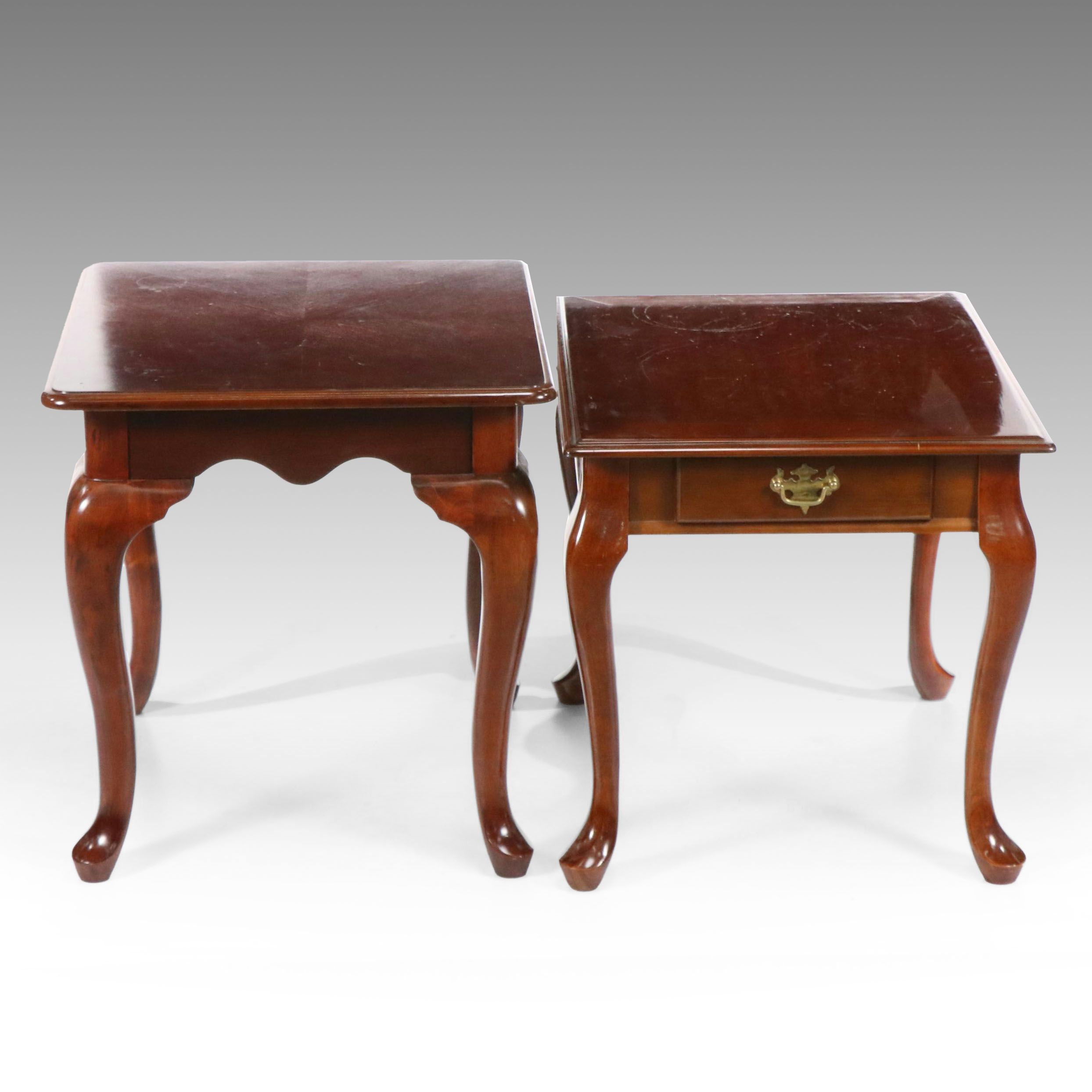 Two Queen Anne Style Mahogany End Tables