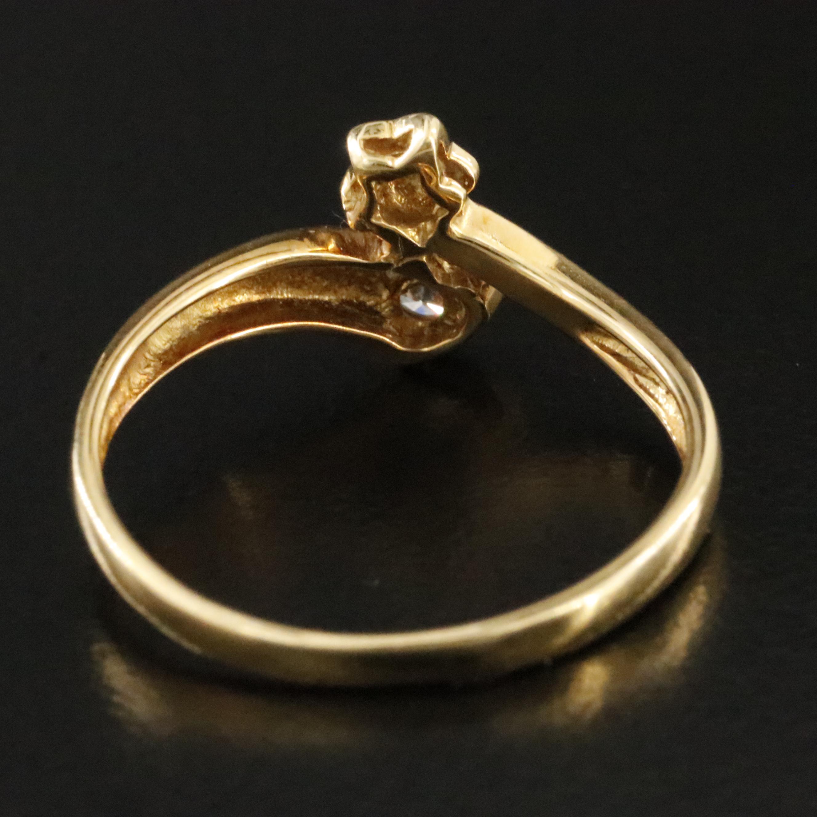 18K 0.08 CT Diamond Heart and Star Bypass Ring