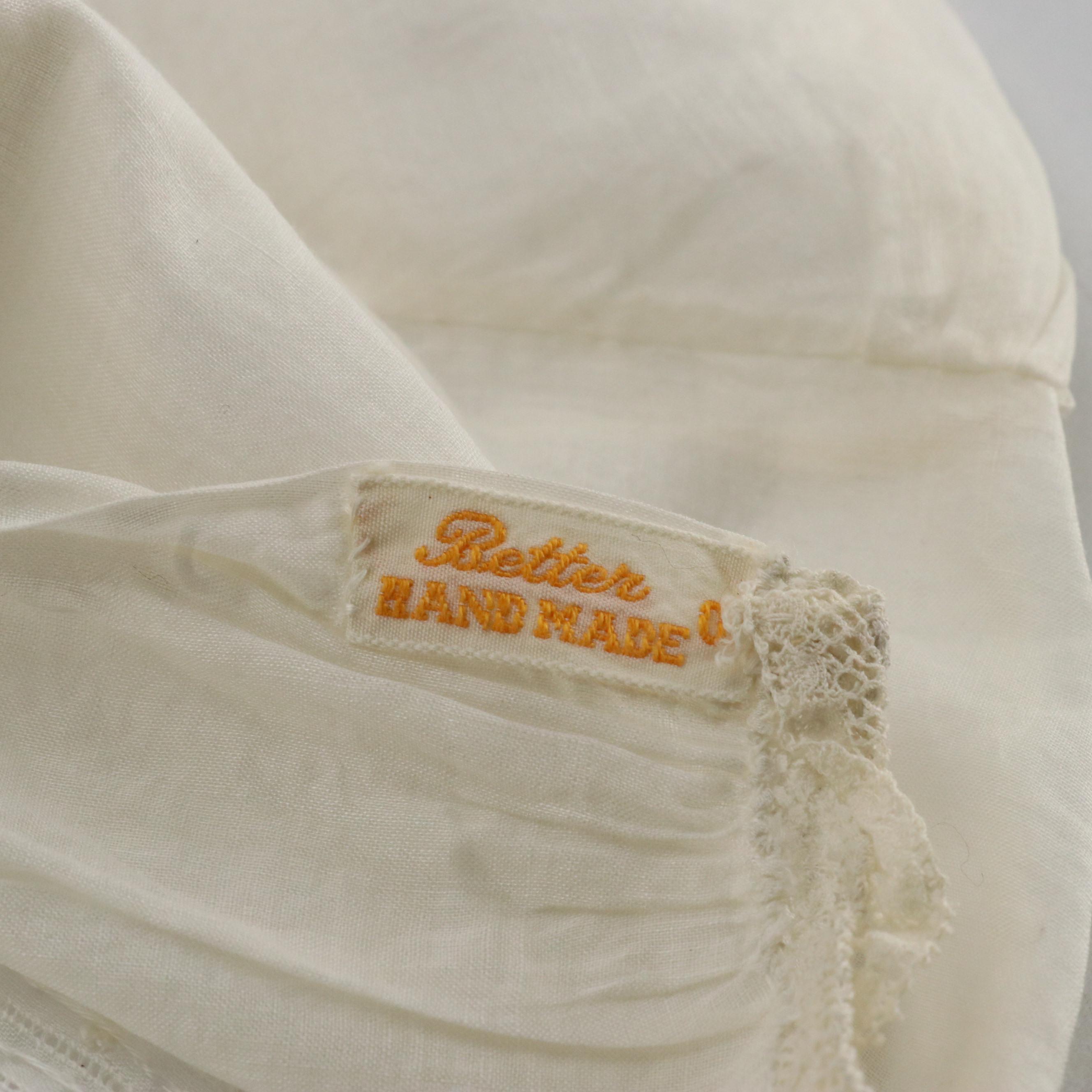 Infant Lace-Trim Christening Gown with Slip and Other Wool/Silk Robe