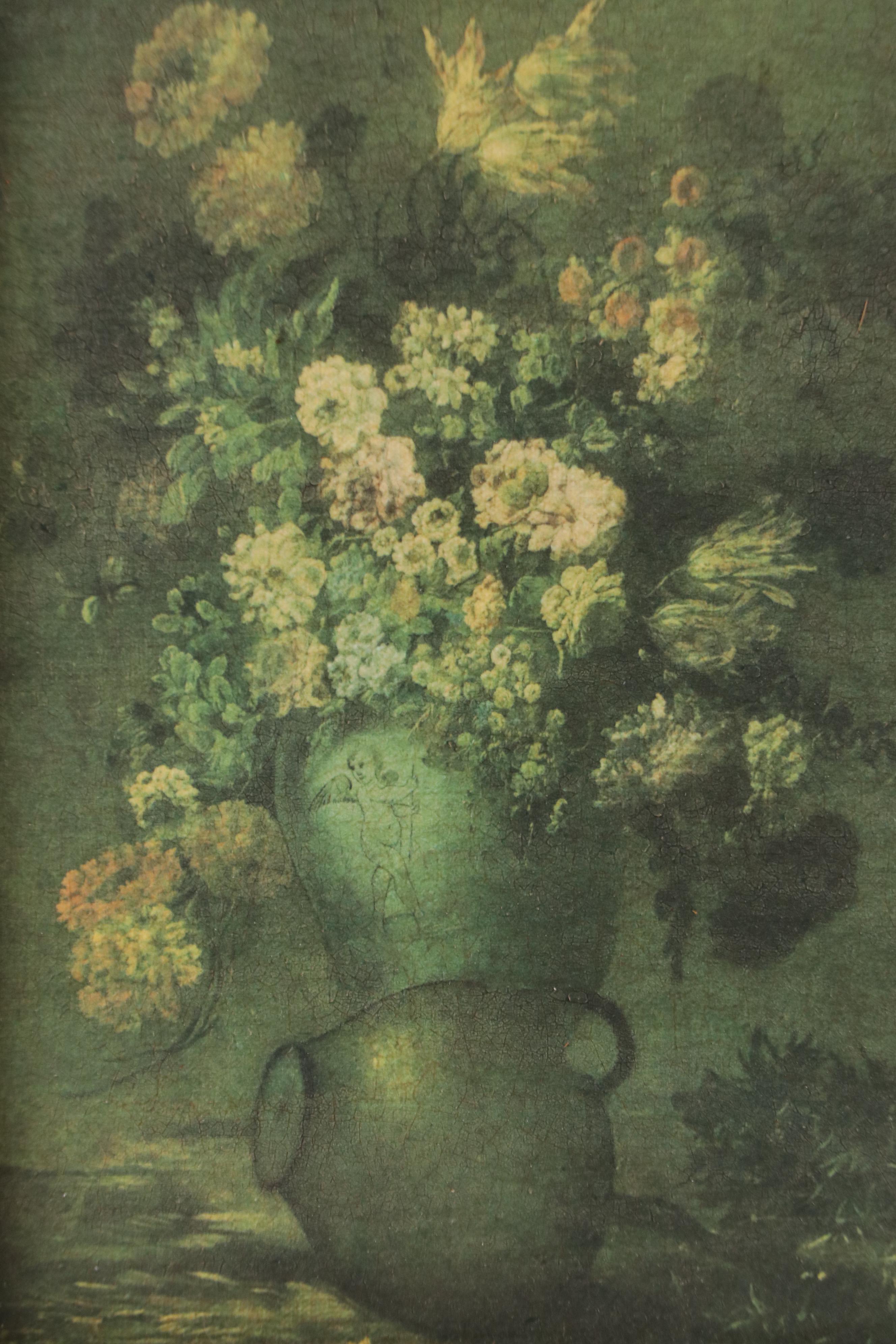Impressionistic Oleograph of Floral Arrangement, Late 20th Century