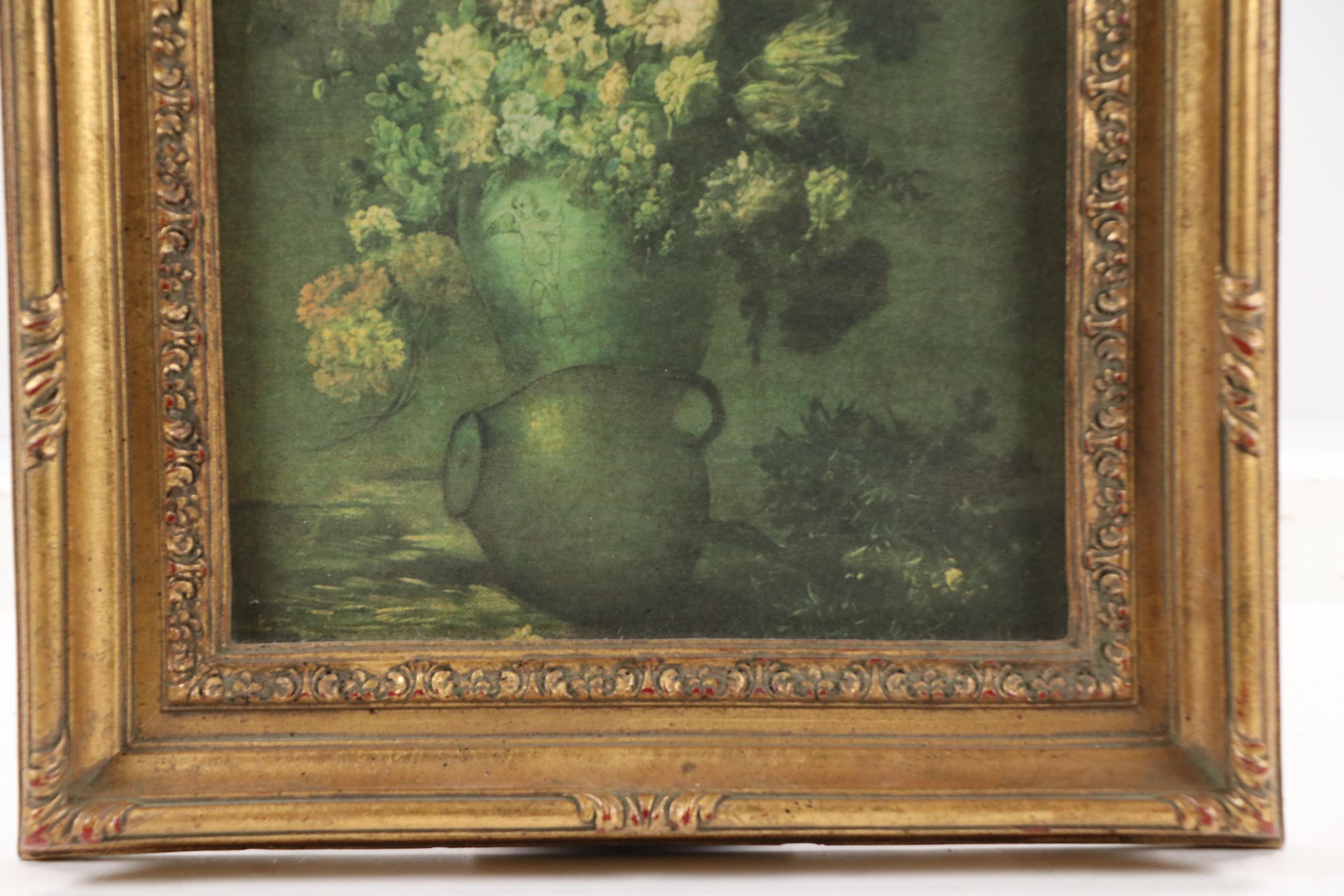 Impressionistic Oleograph of Floral Arrangement, Late 20th Century