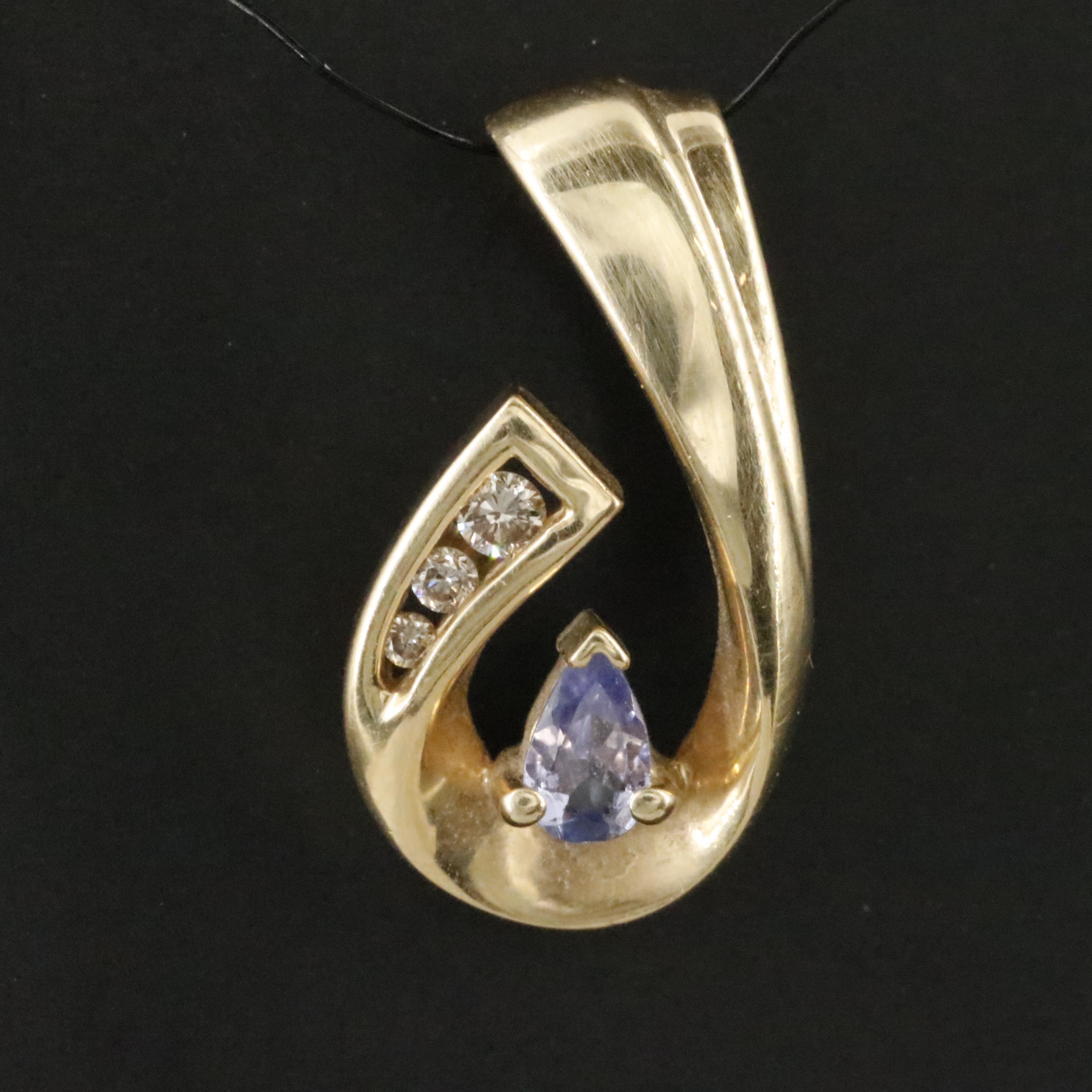 14K Tanzanite and Diamond Slide Pendant