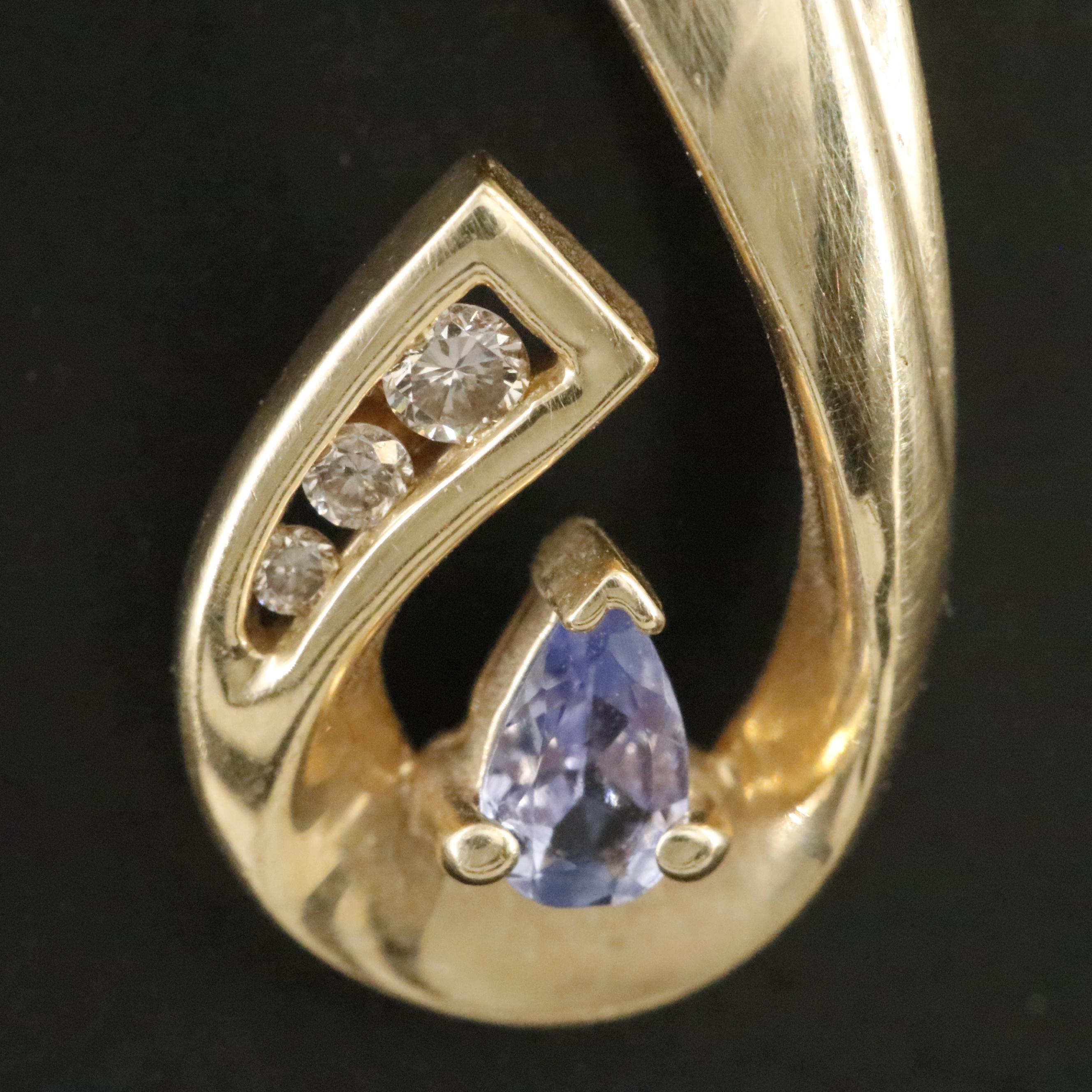 14K Tanzanite and Diamond Slide Pendant