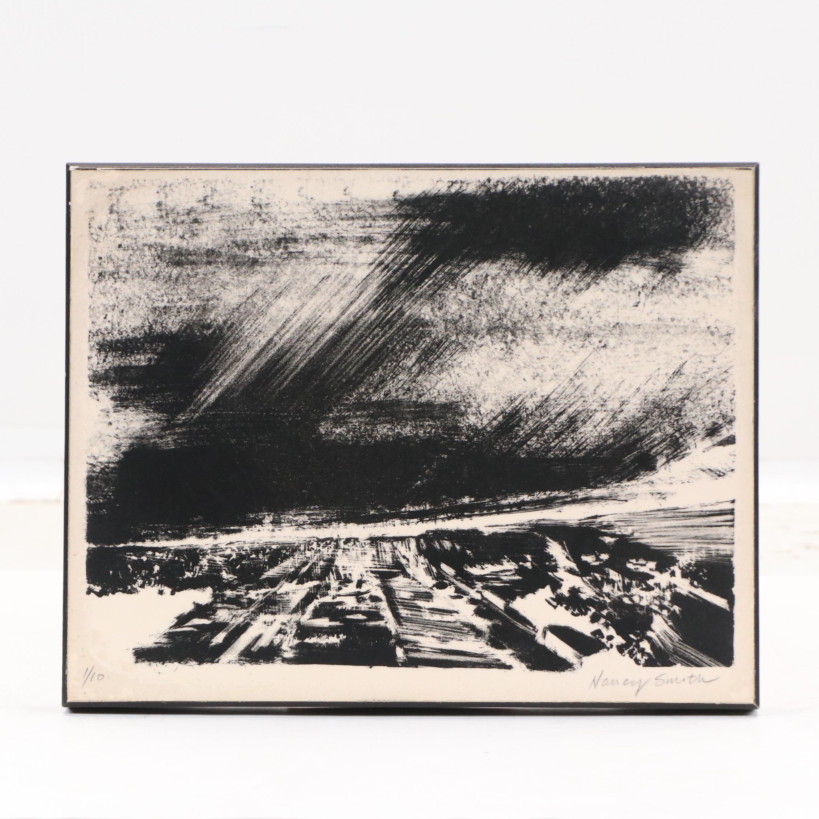 Nancy Smith Lithograph of Abstract Coastline, 21st Century