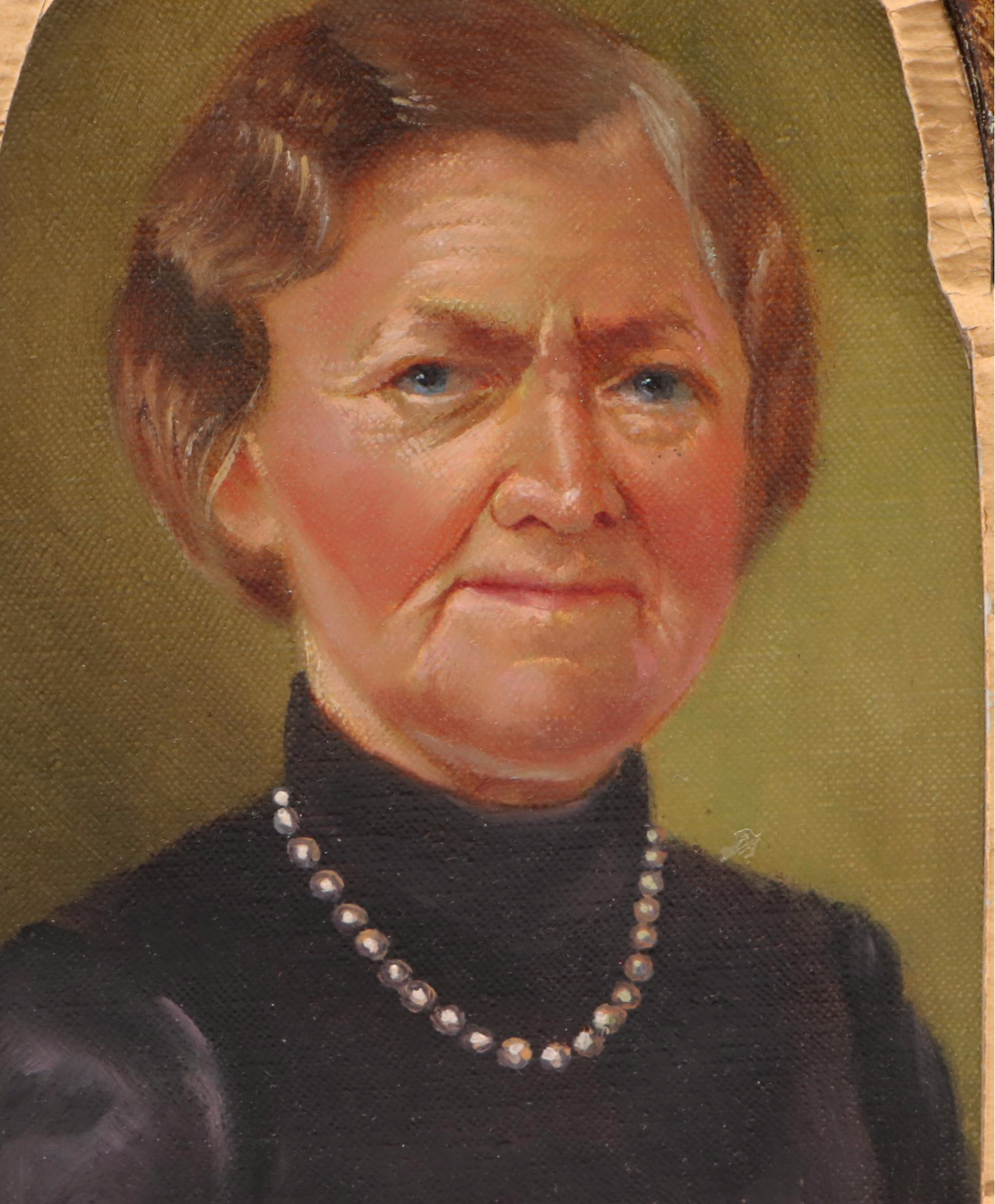 Portrait Oil Painting in Florentine Gilt Triptych Folding Frame