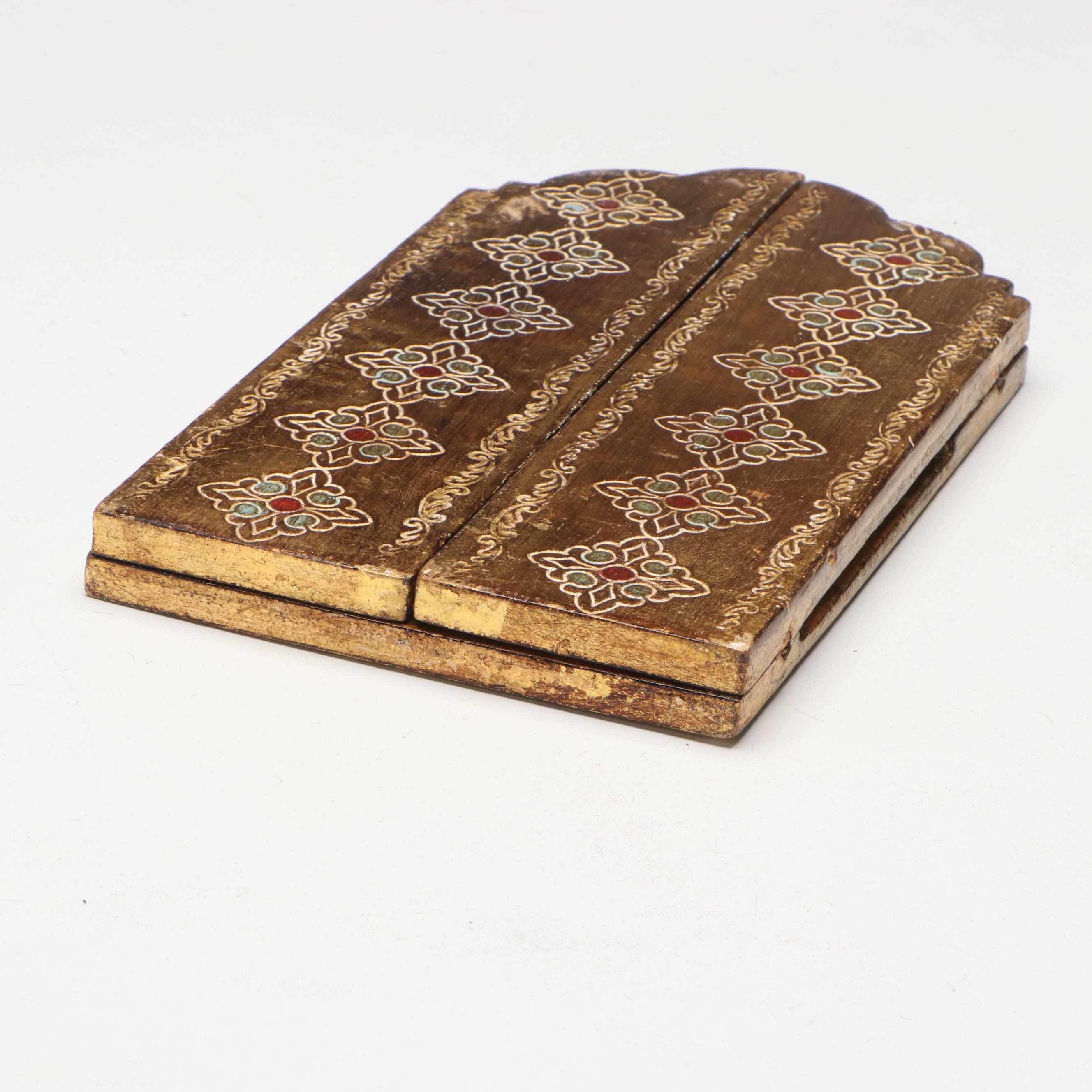 Portrait Oil Painting in Florentine Gilt Triptych Folding Frame