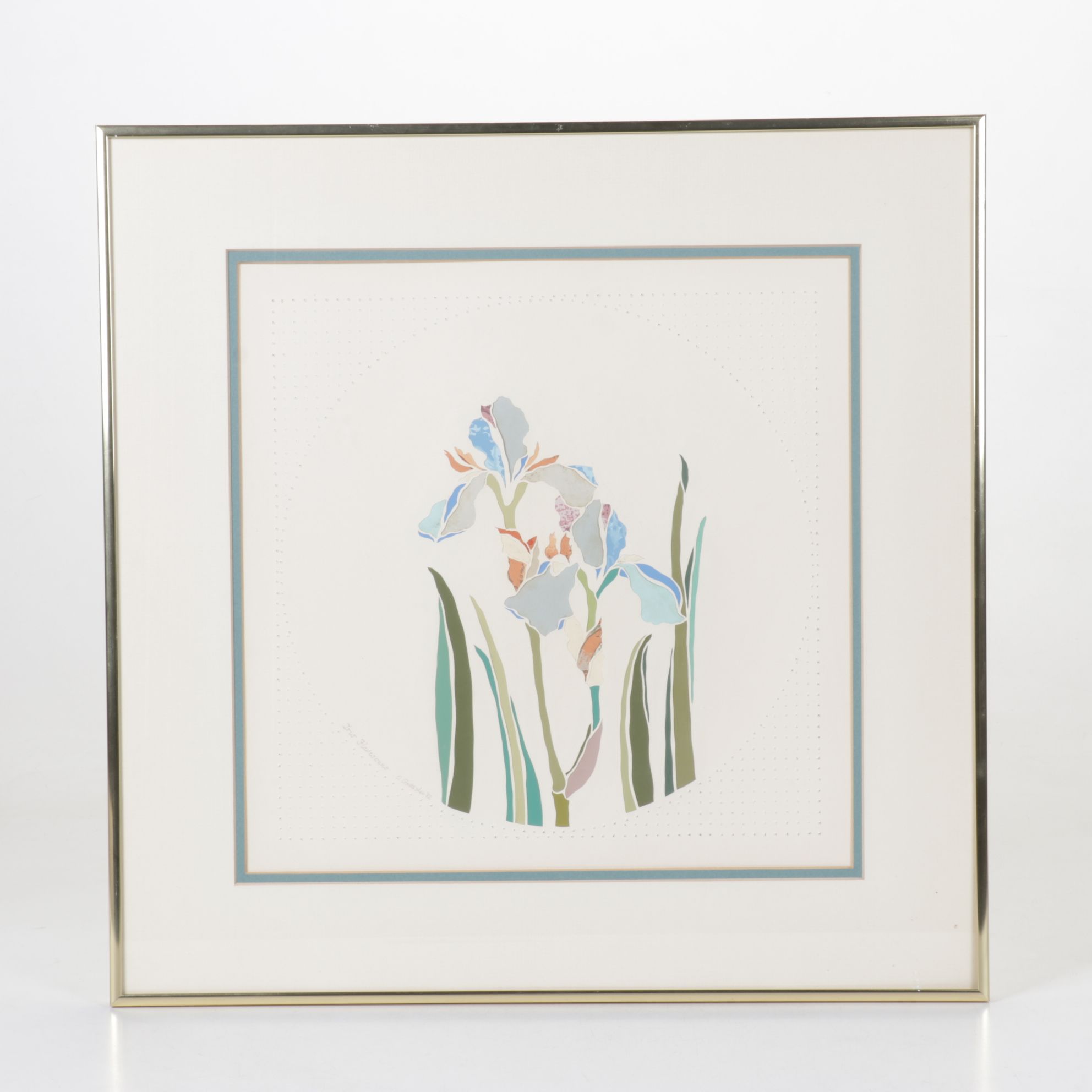 D. Goettlicher Cut-Out Collage and Acrylic Painting "Iris Flavrocent", 1982