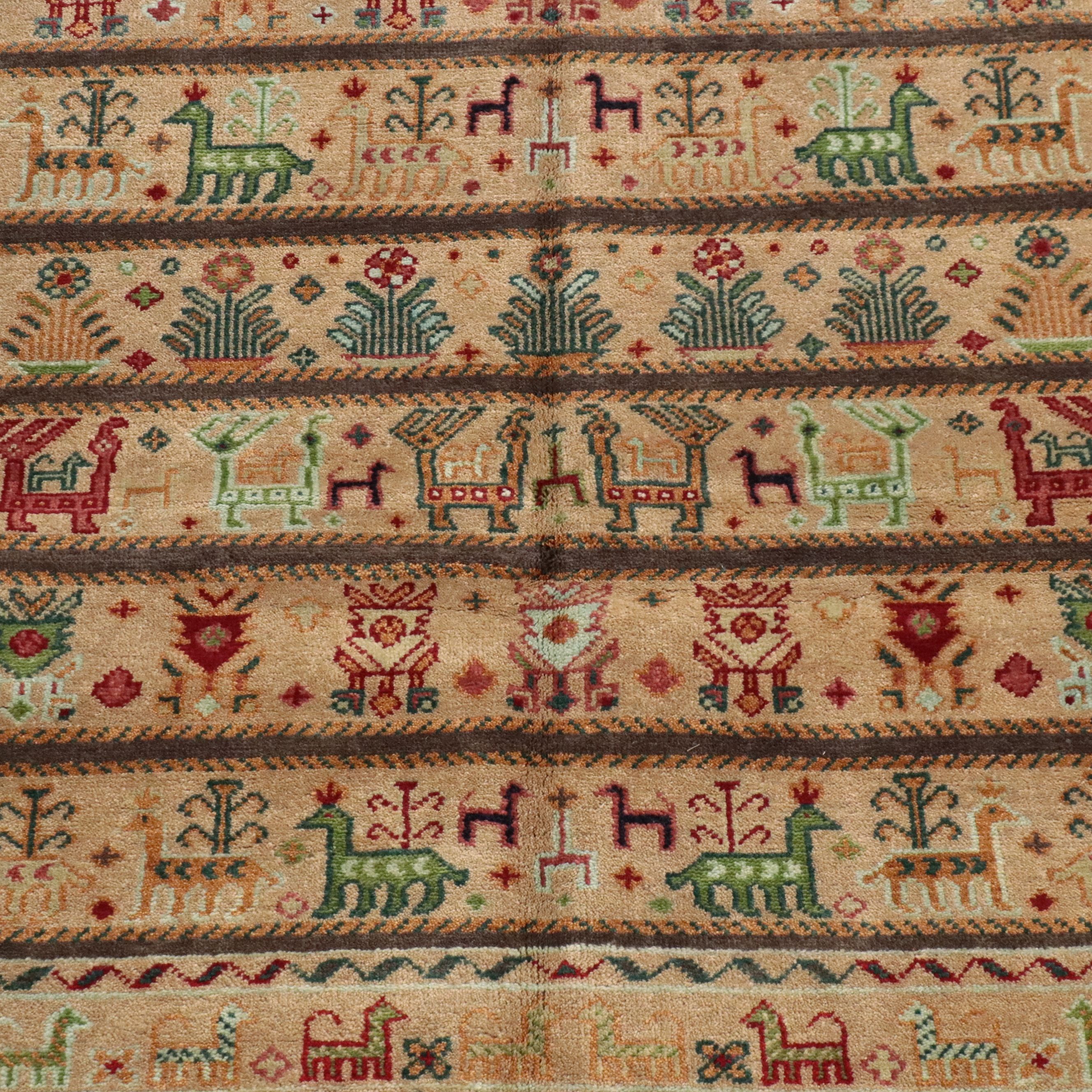 7'10 x 9'11 Hand-Knotted Indian Ziegler Style Area Rug