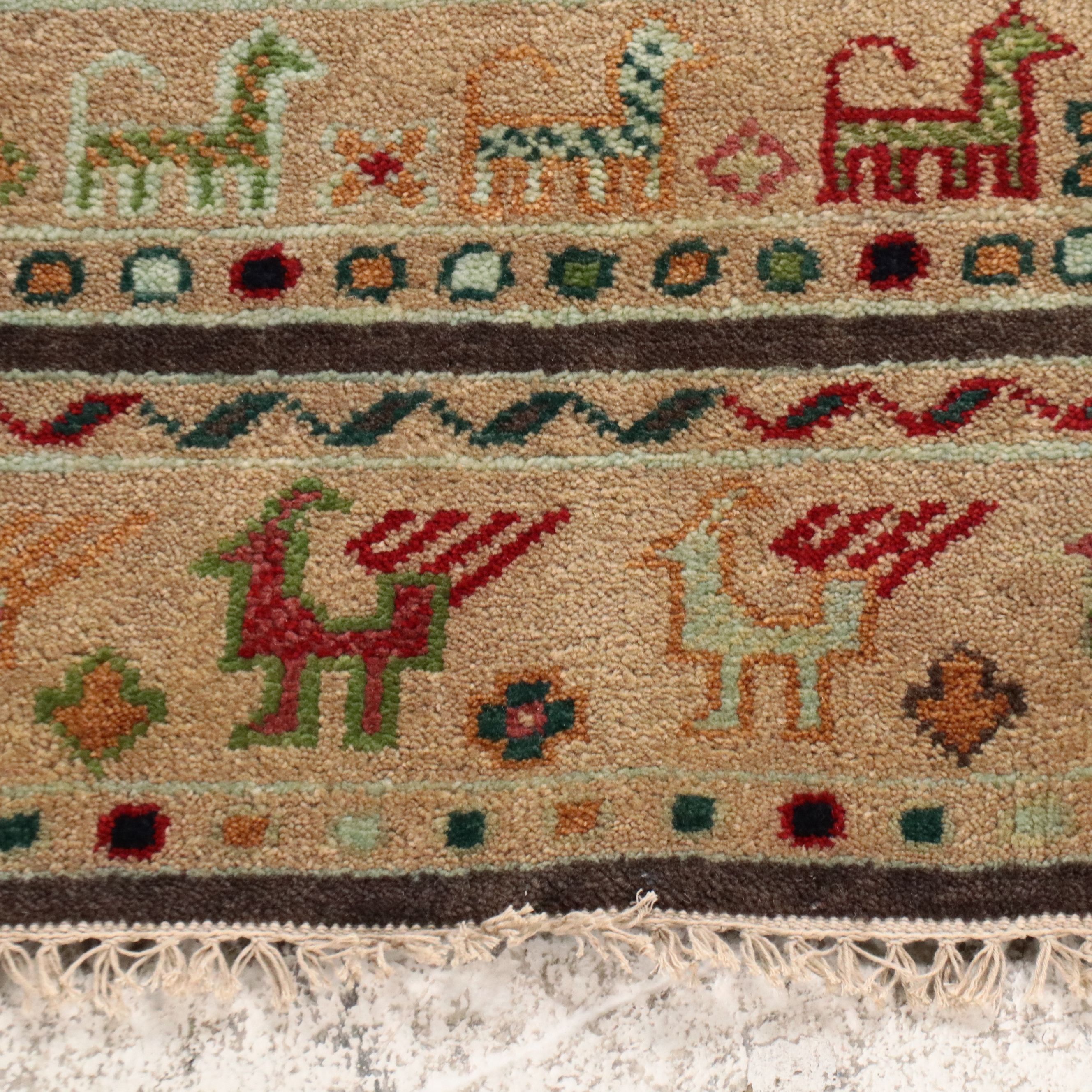 7'10 x 9'11 Hand-Knotted Indian Ziegler Style Area Rug