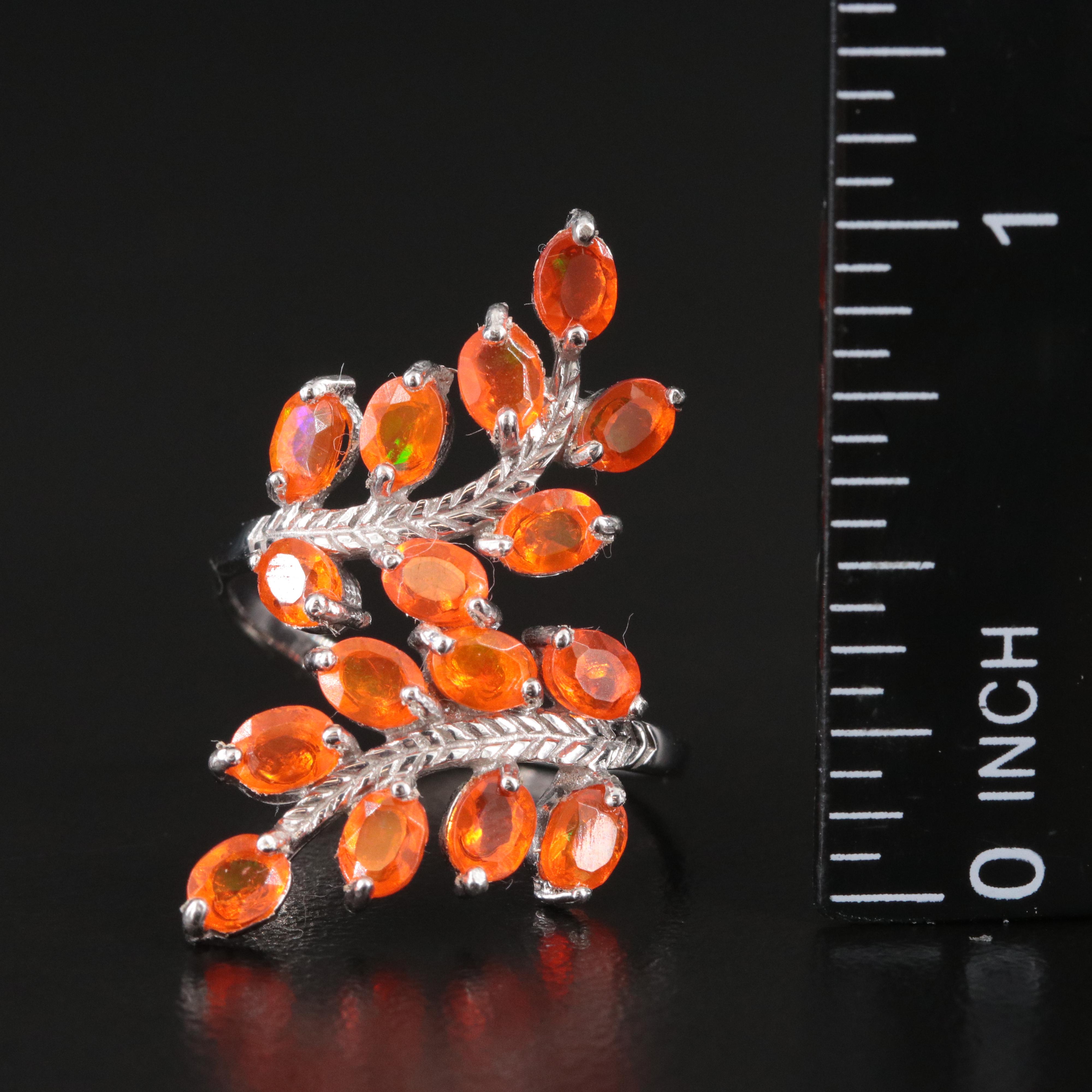 Sterling Vining Fire Opal Bypass Ring