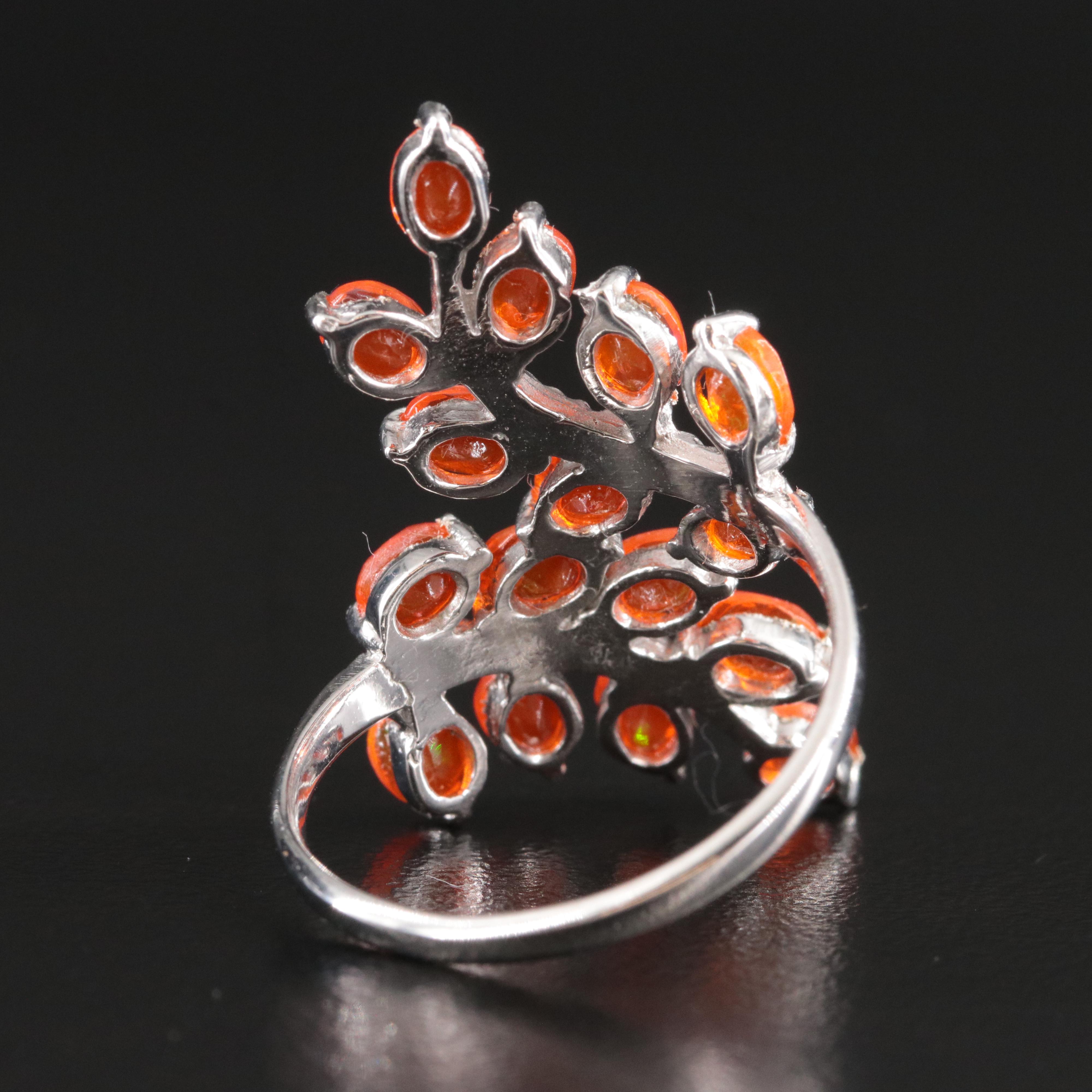 Sterling Vining Fire Opal Bypass Ring