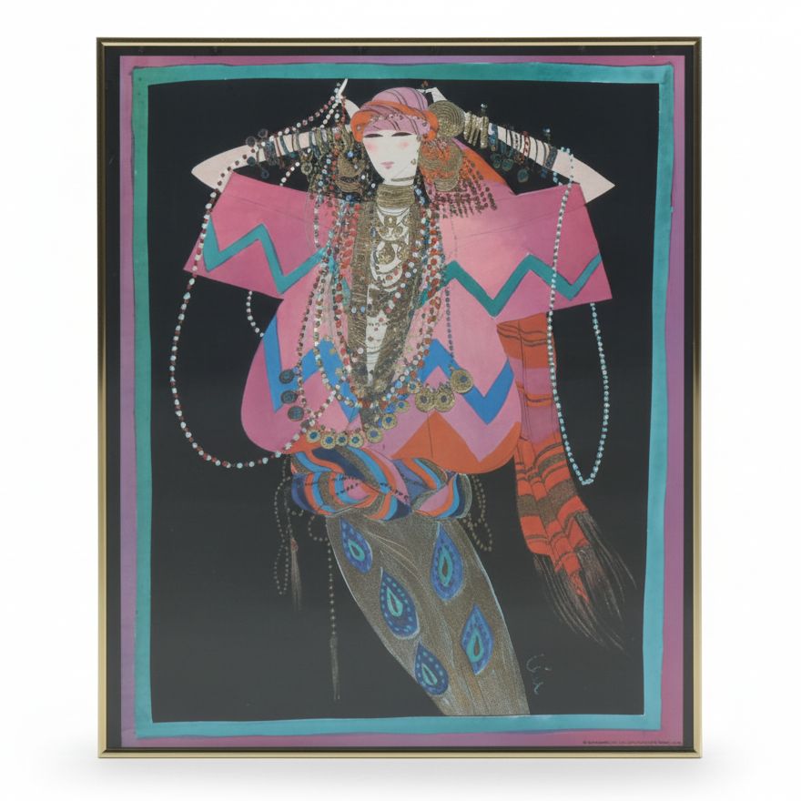 Offset Lithograph with Gold Embellishments After Lea Cohen for Gottex