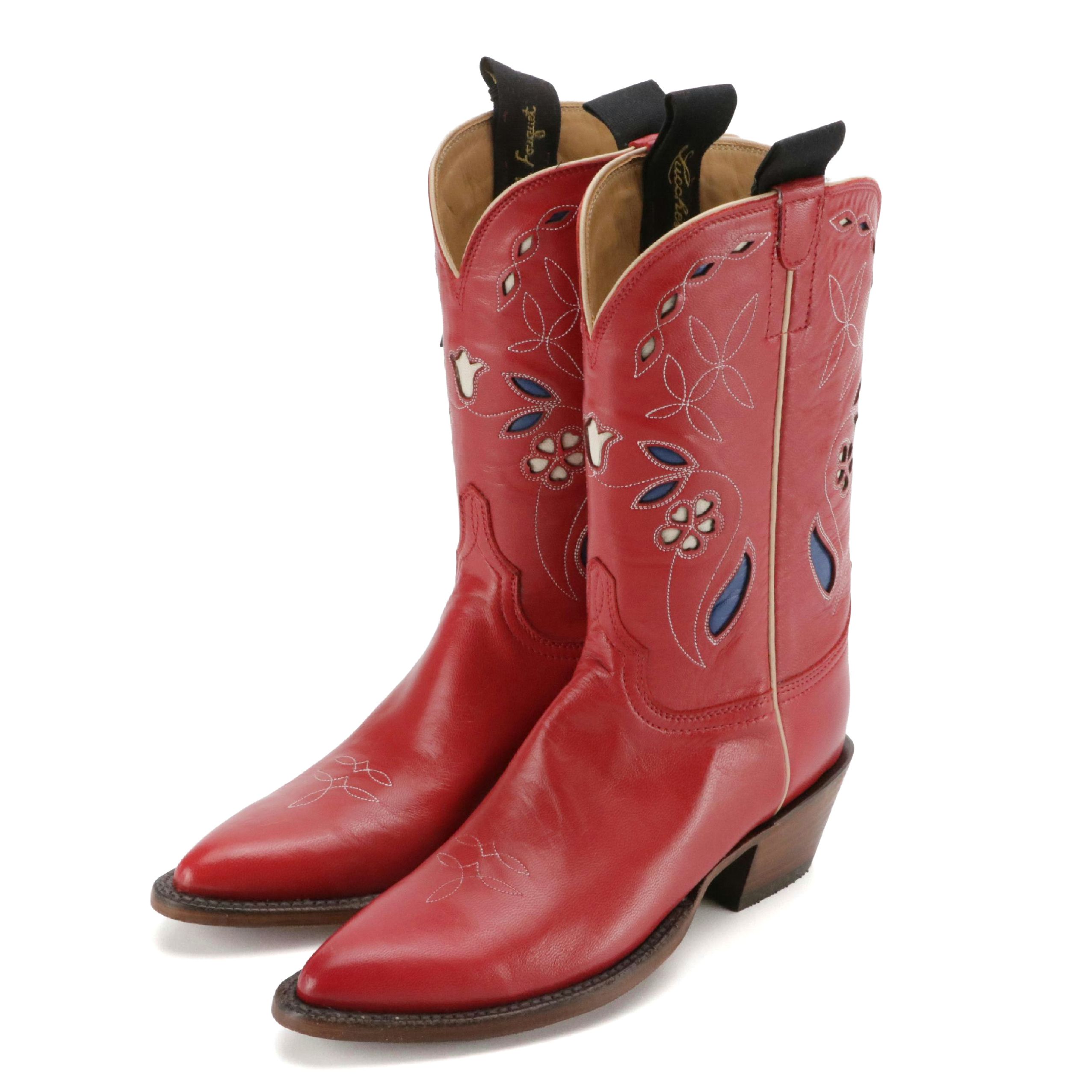 Lucchese x Nick Fouquet 'Little Reata' Western Boots in Cherry Red Leather