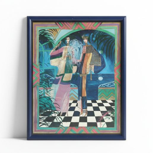 Offset Lithograph with Gold Embellishments After Lea Cohen for Gottex