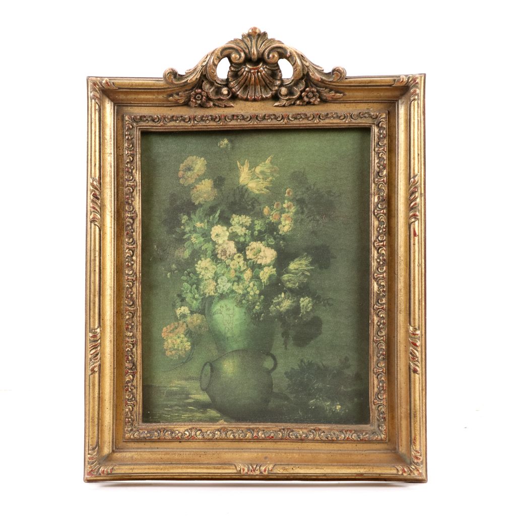 Impressionistic Oleograph of Floral Arrangement, Late 20th Century
