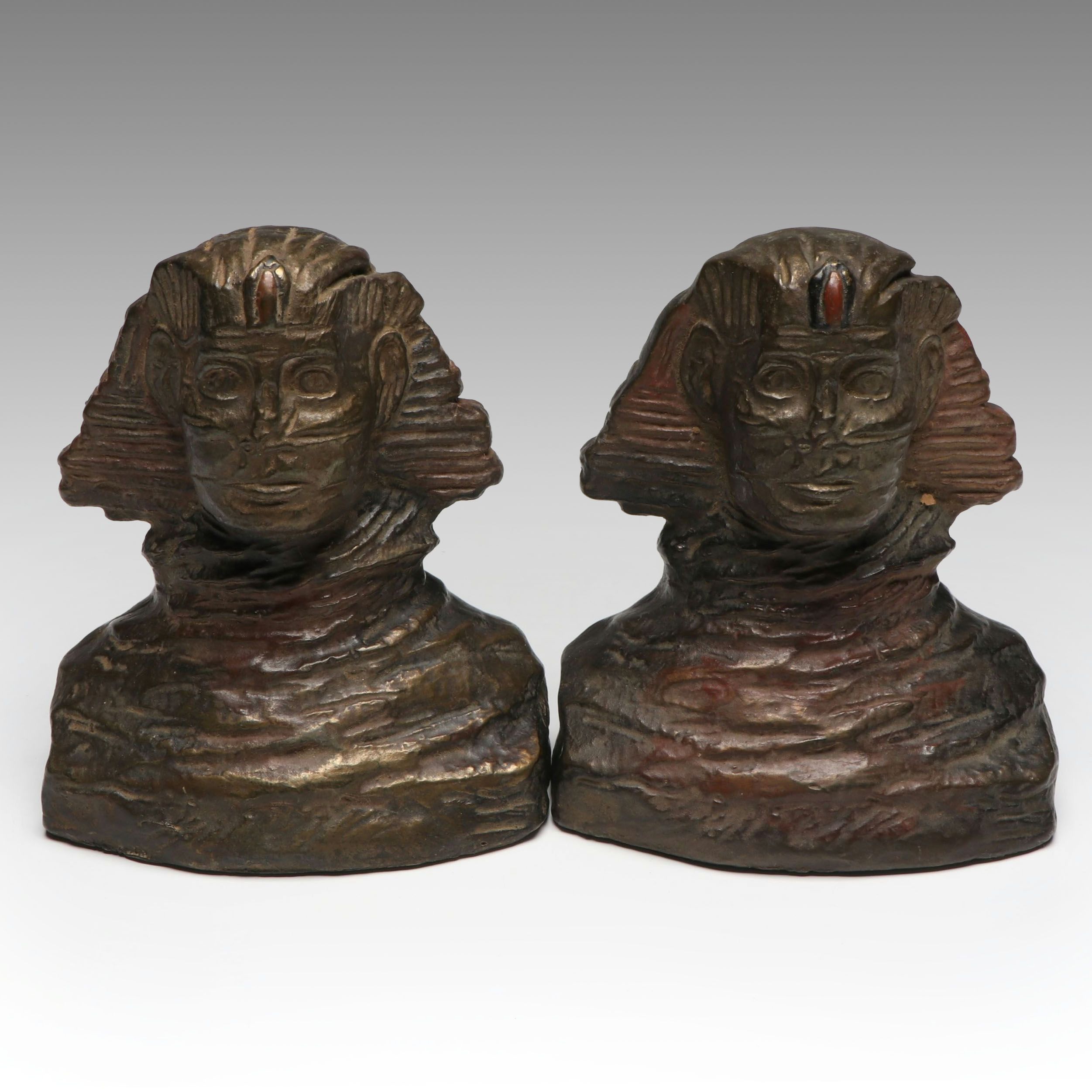 Pair of Armor Bronze Company Sphinx Bookends, Early 20th Century