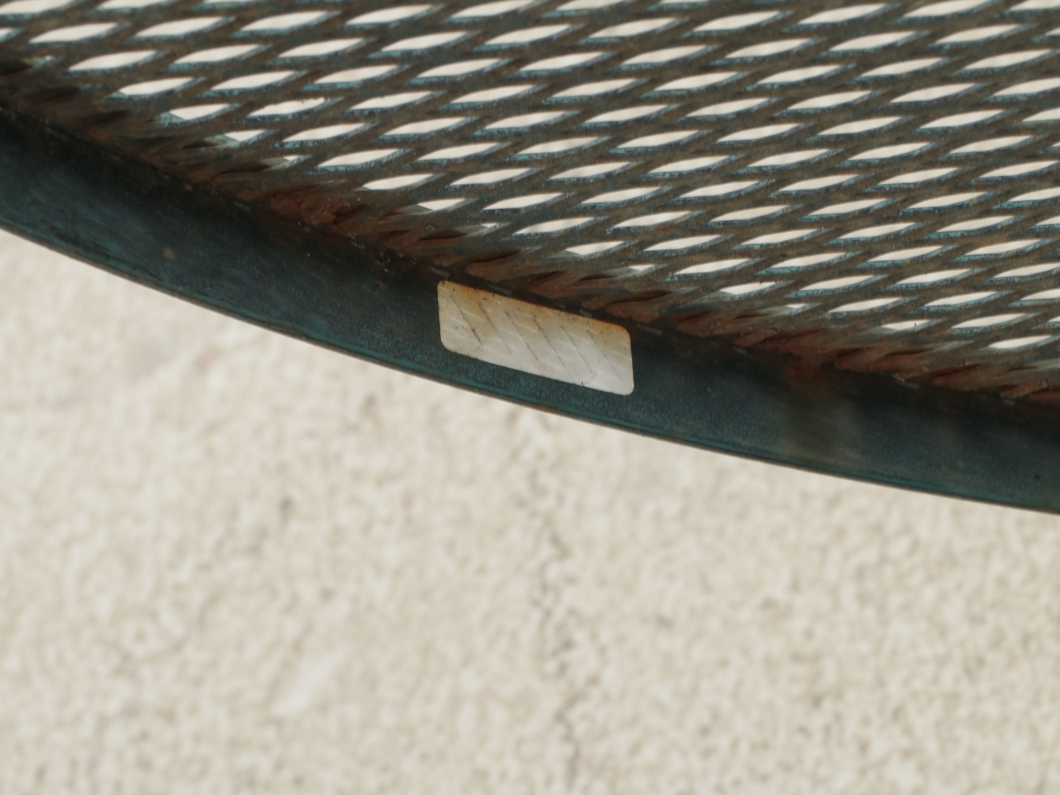 Wrought Iron and Diamond Mesh Patio Dining Set with Umbrella