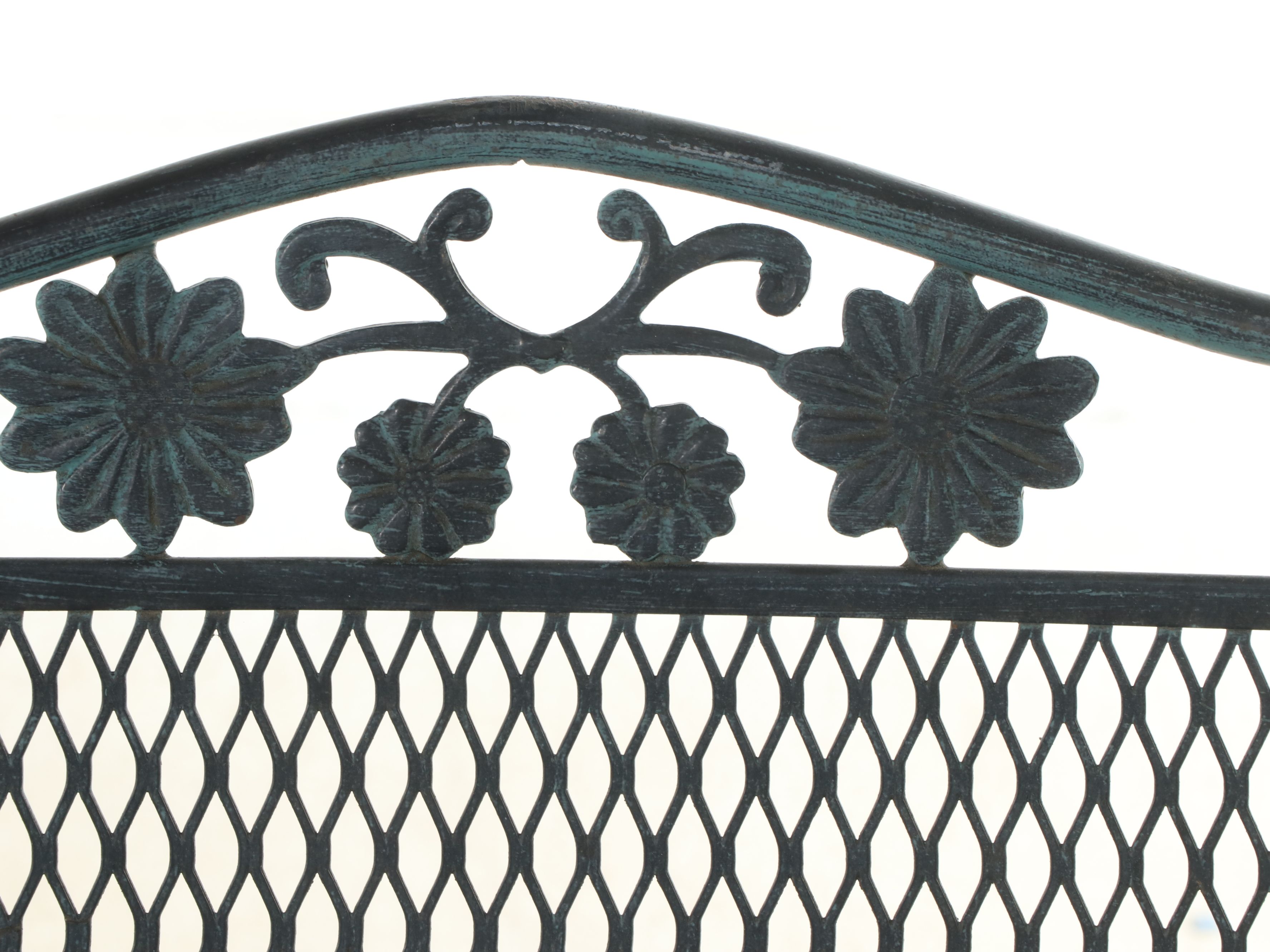 Wrought Iron and Diamond Mesh Patio Dining Set with Umbrella