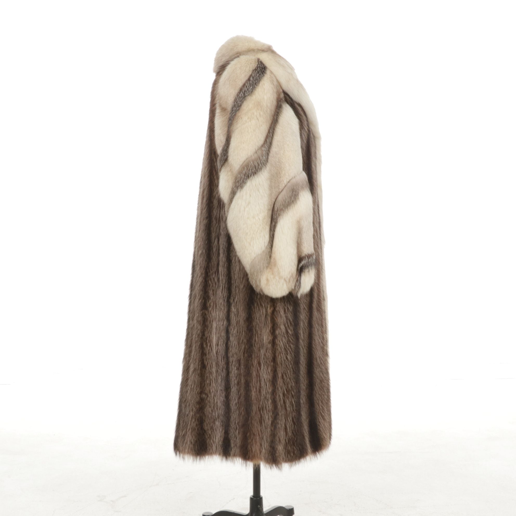 Canadian Raccoon Fur and Fox Fur Long Coat