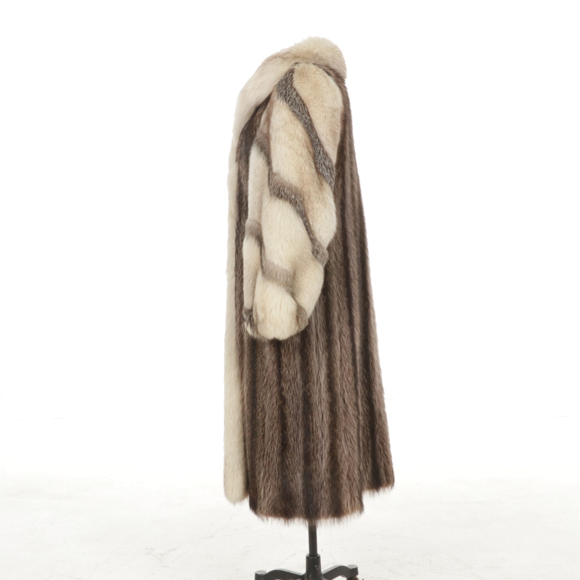 Canadian Raccoon Fur and Fox Fur Long Coat