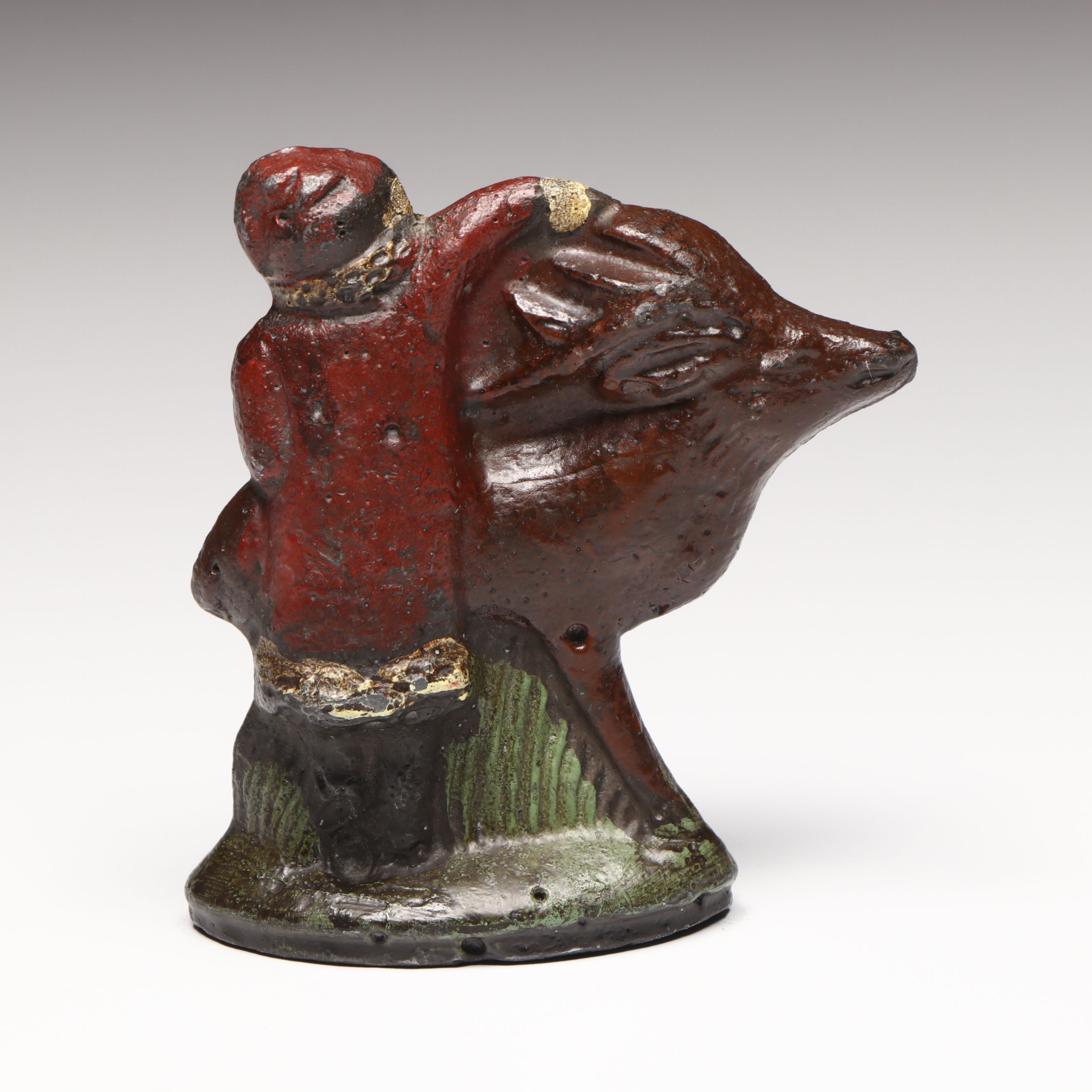 Polychrome Iron Santa Claus and Reindeer Doorstop