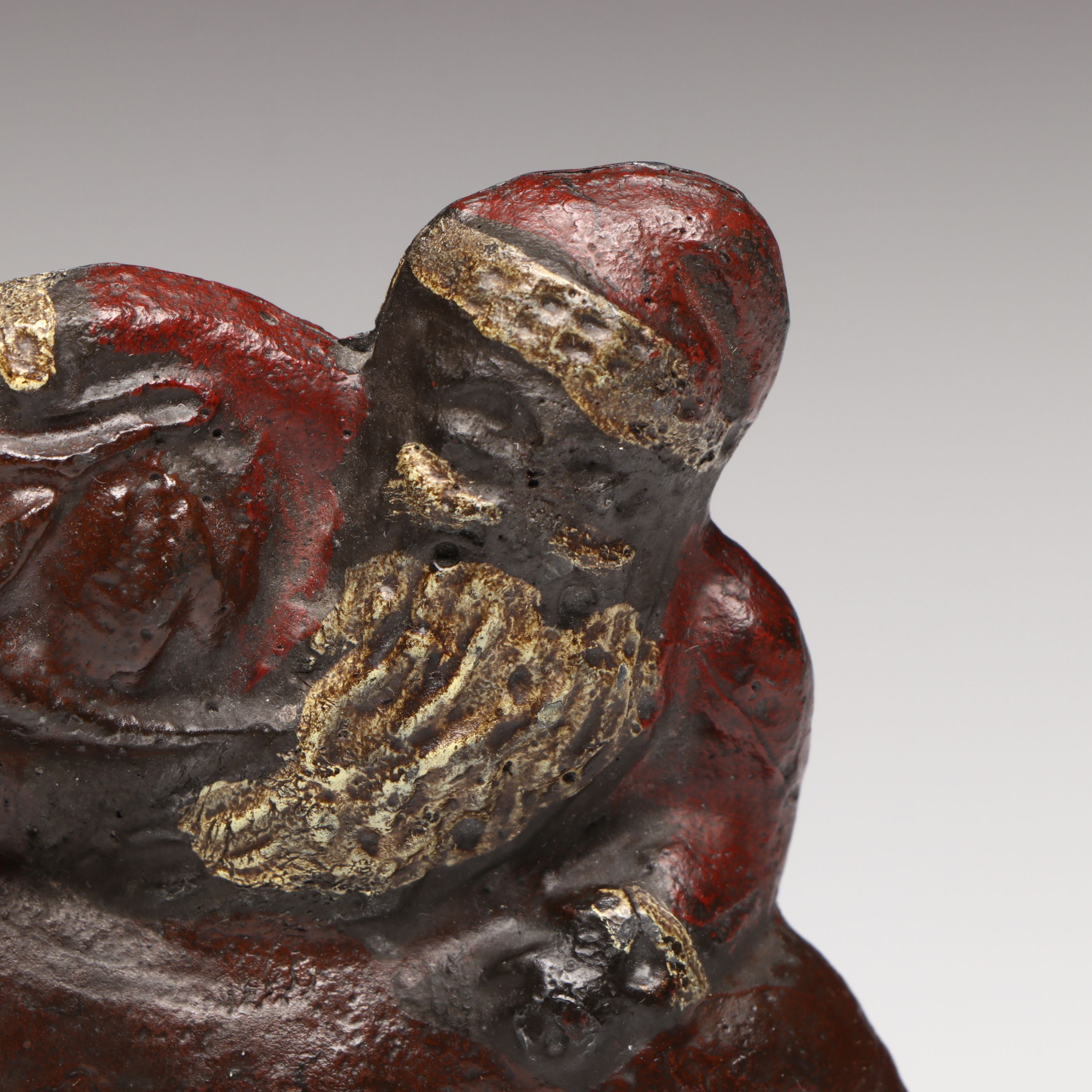 Polychrome Iron Santa Claus and Reindeer Doorstop