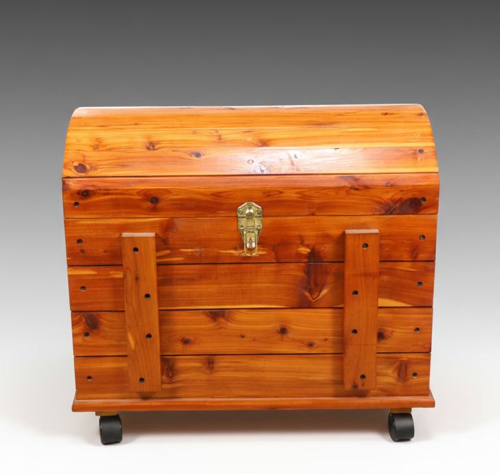 Cedar and Brass Handled Wheeled Storage Chest