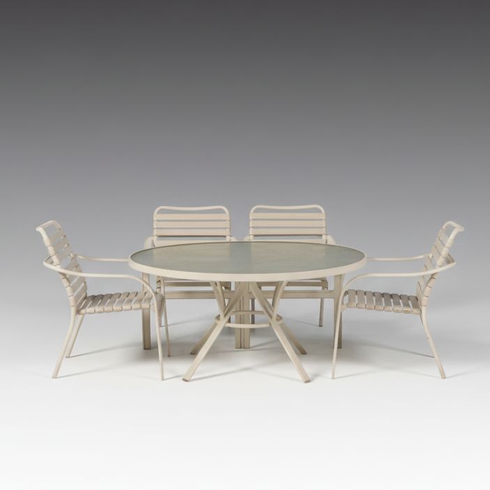 Tropitone Beige Aluminum and PVC Patio Dining Set with Four Chairs
