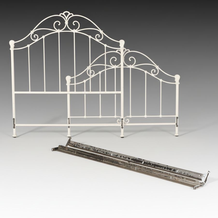 Victorian Style Painted Full Iron Bed and Charter Club Suffolk Puff Accent Quilt