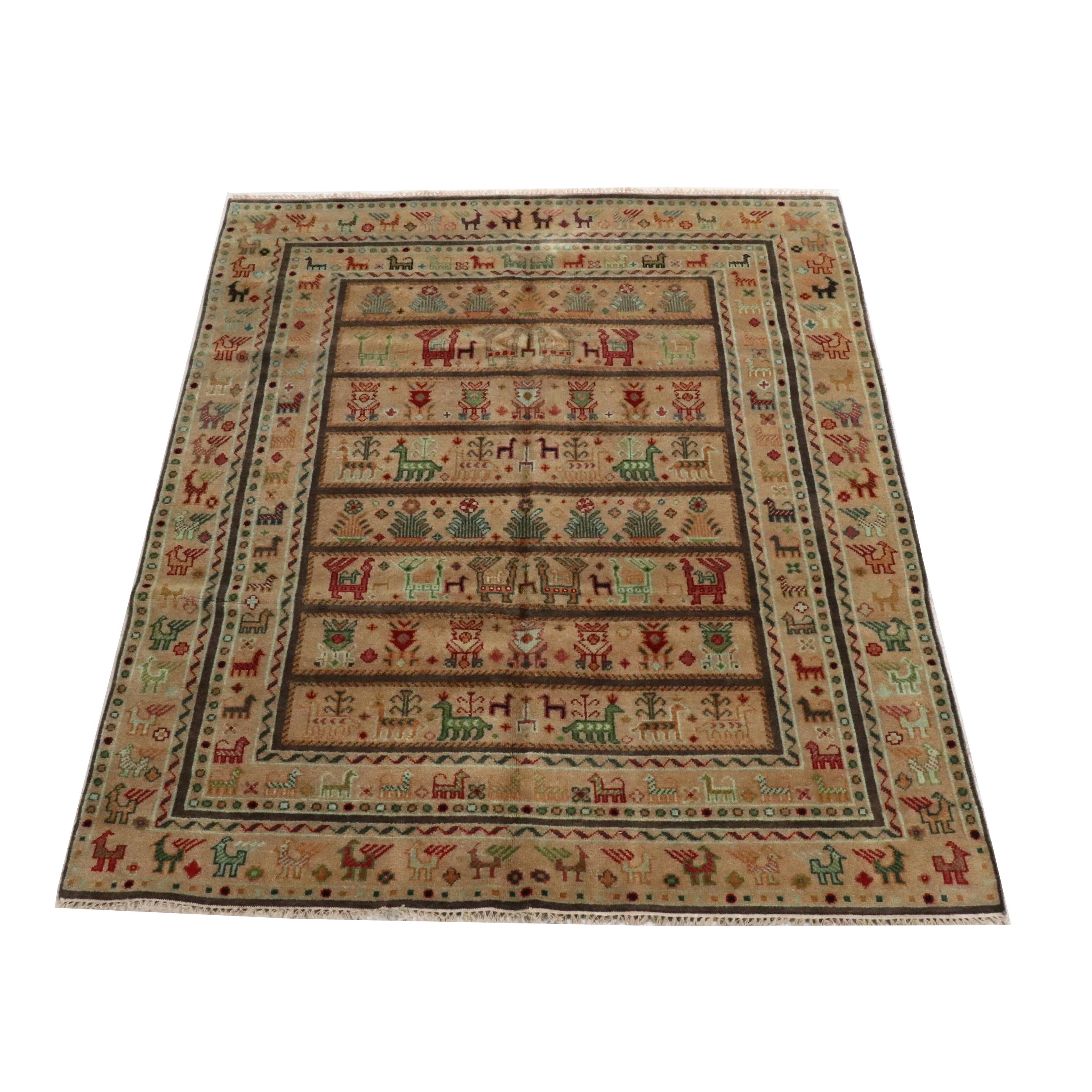7'10 x 9'11 Hand-Knotted Indian Ziegler Style Area Rug