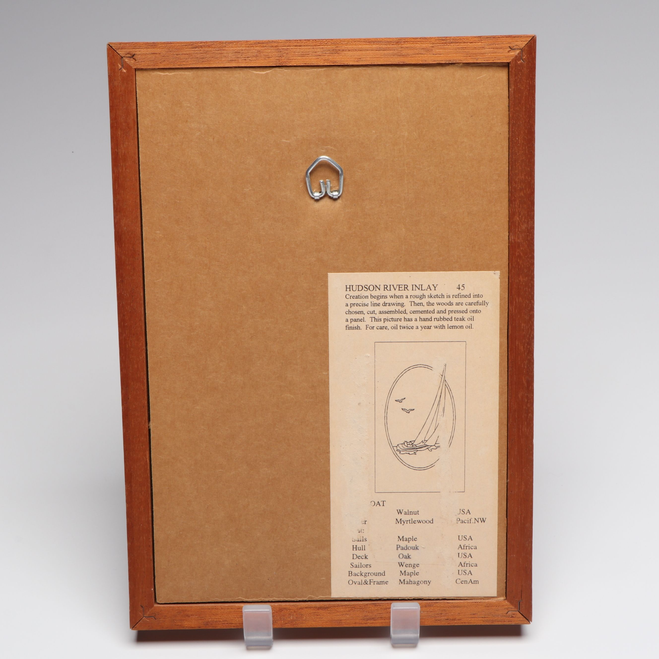 Nelson "Hudson River" and "Sailboat in Seascape" Marquetry Inlay Plaques