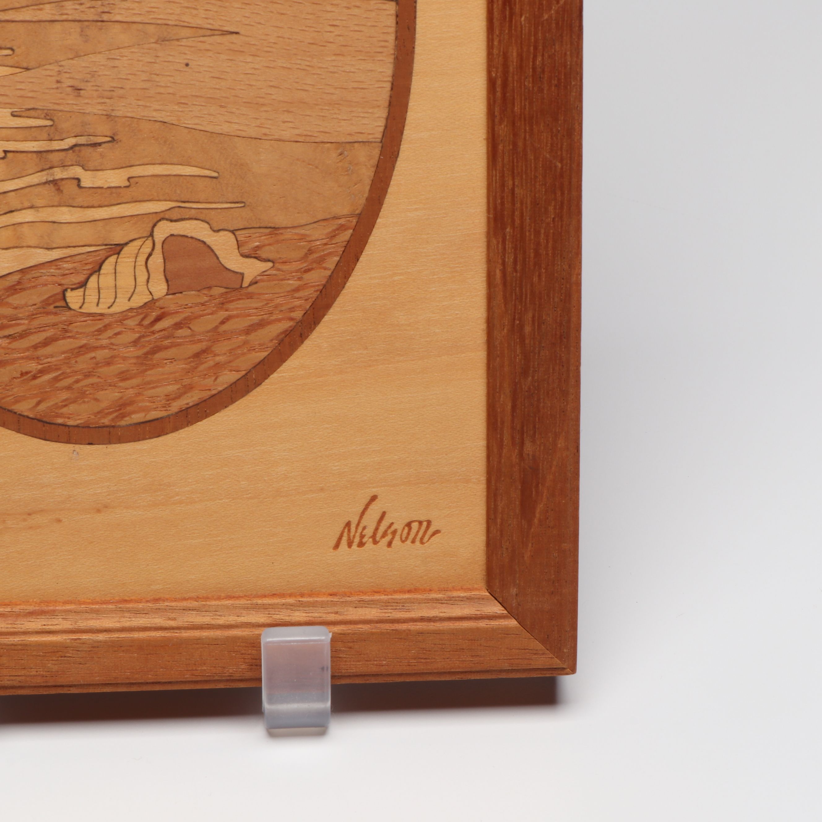 Nelson "Hudson River" and "Sailboat in Seascape" Marquetry Inlay Plaques