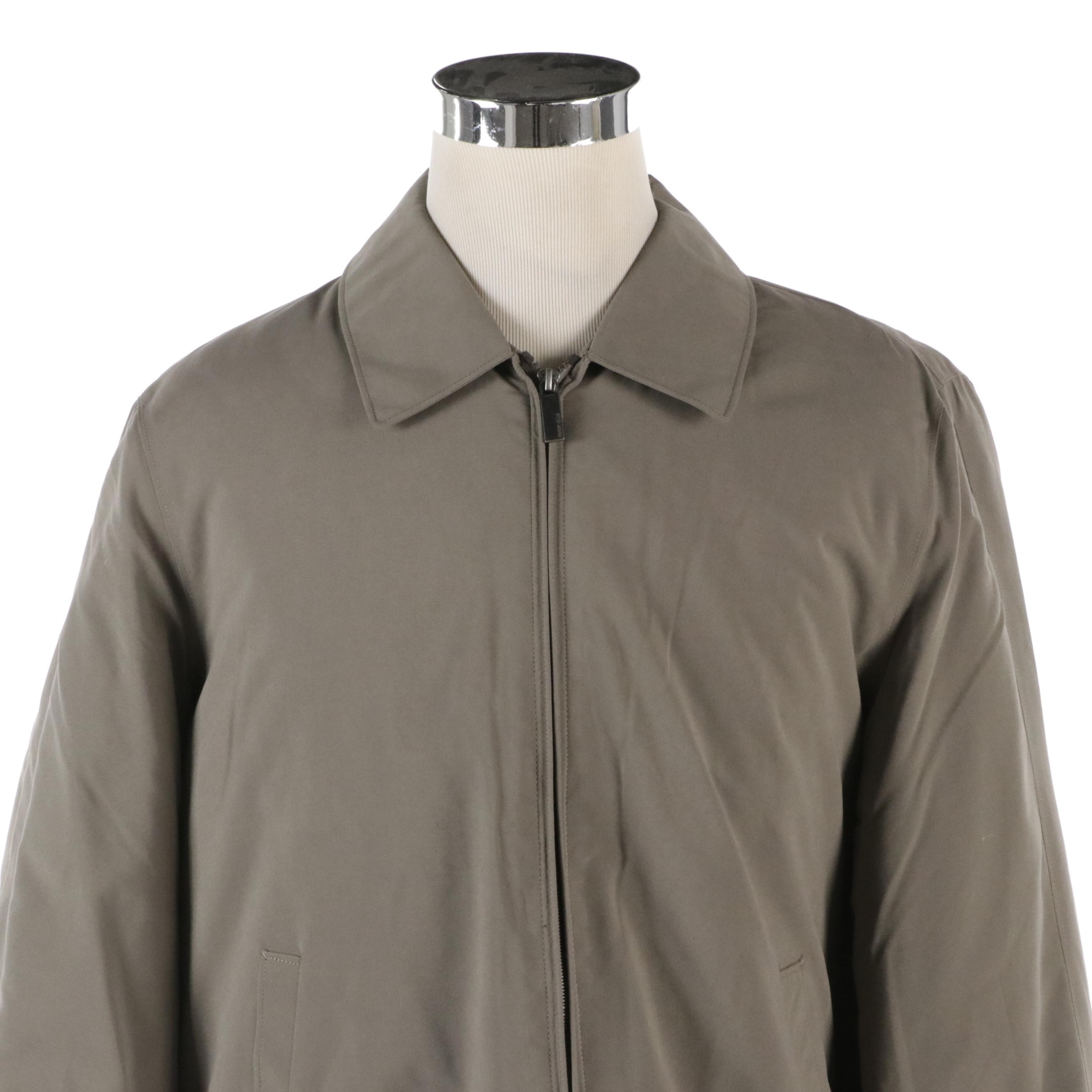 Men's Perry Ellis Portfolio Willow Grey Microfiber Zip Jacket, With Tags