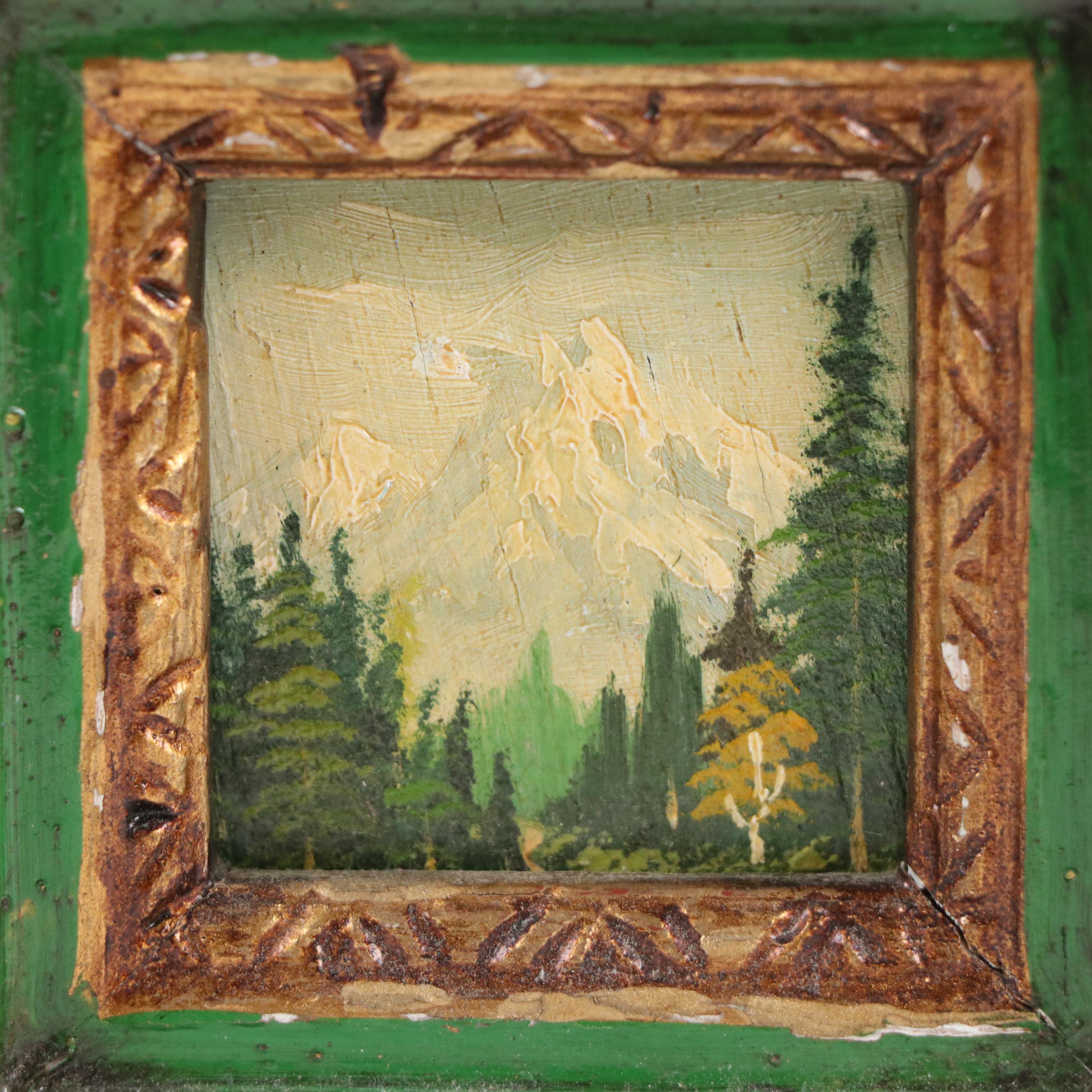 Oil Painting of Western Mountain Landscape, Mid-20th Century