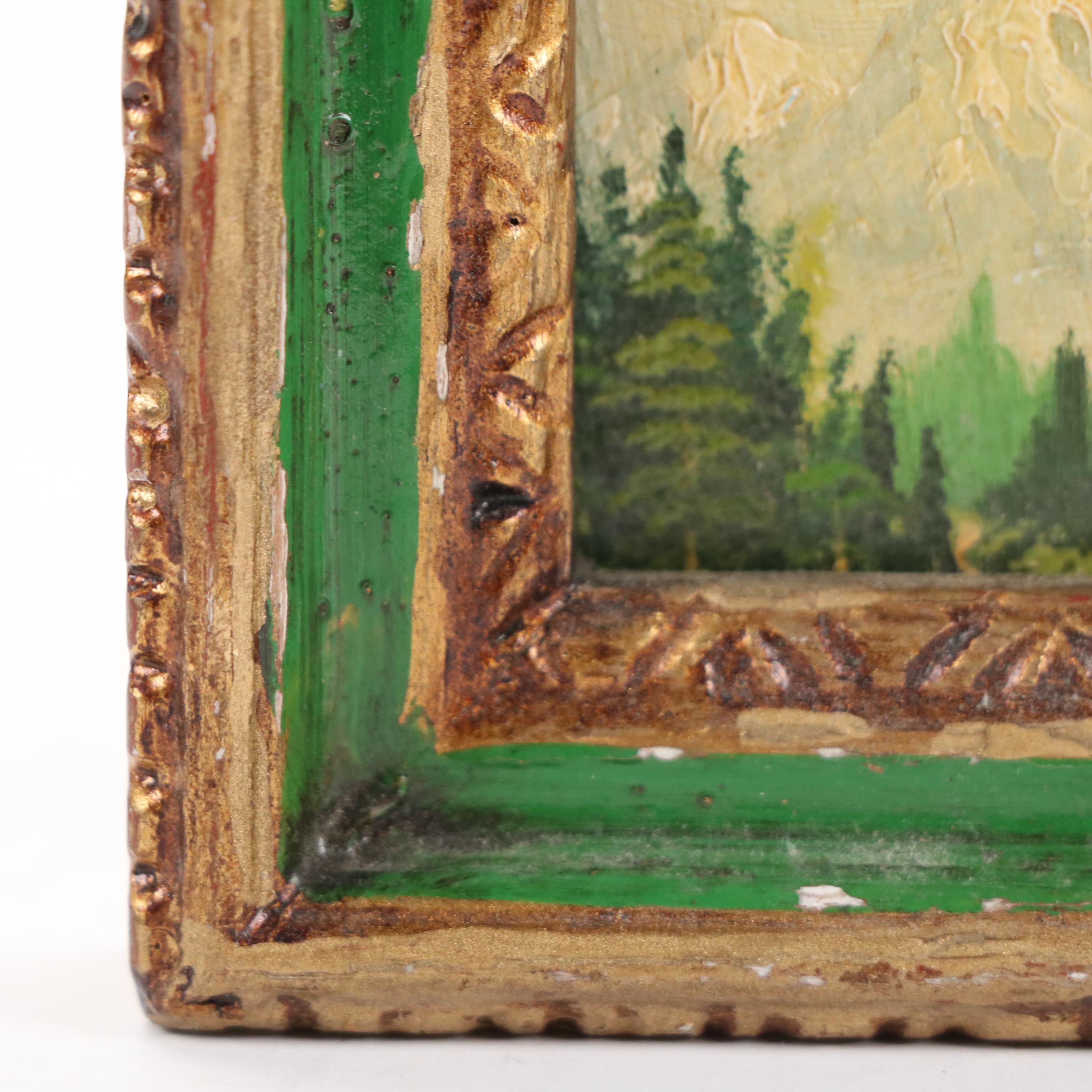 Oil Painting of Western Mountain Landscape, Mid-20th Century