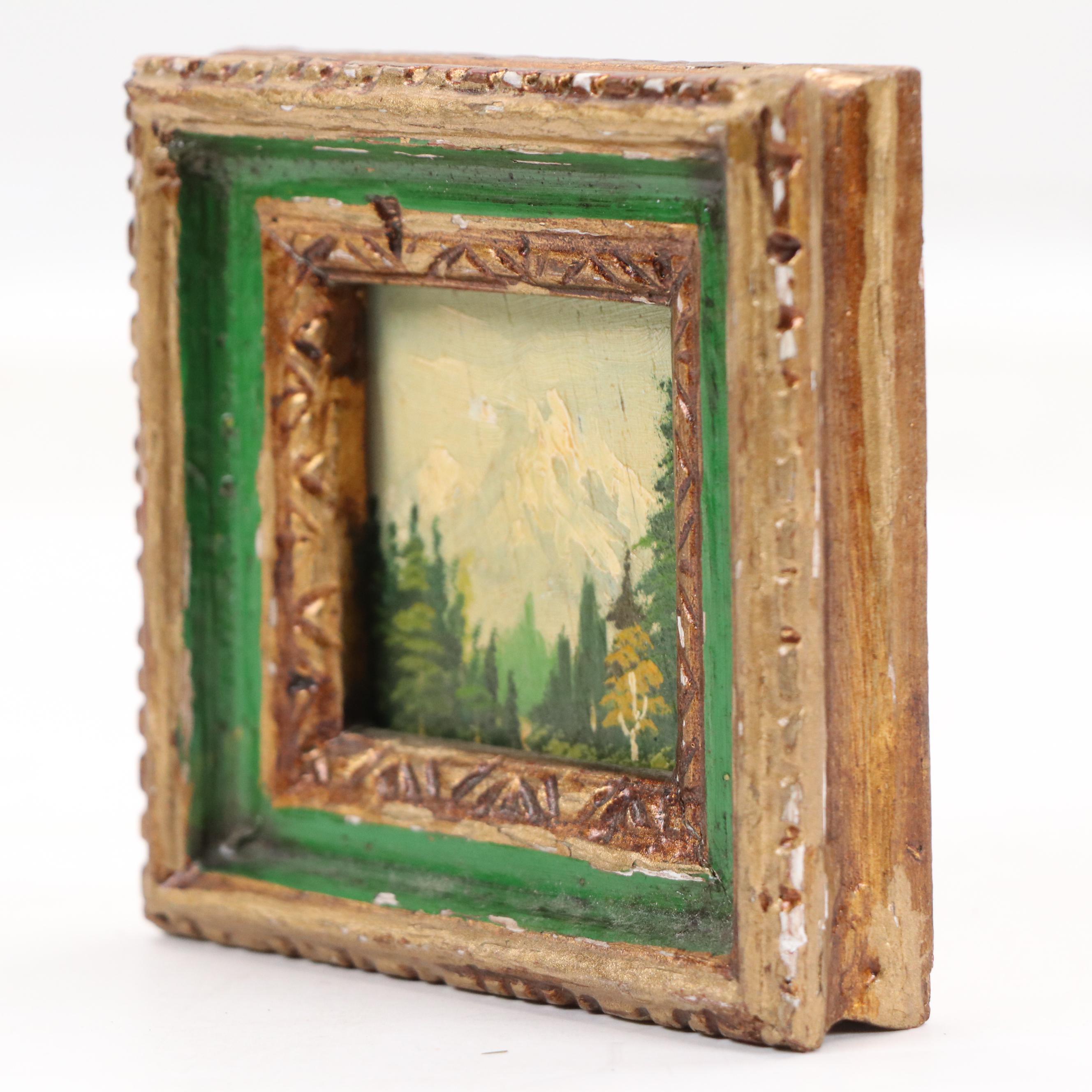 Oil Painting of Western Mountain Landscape, Mid-20th Century