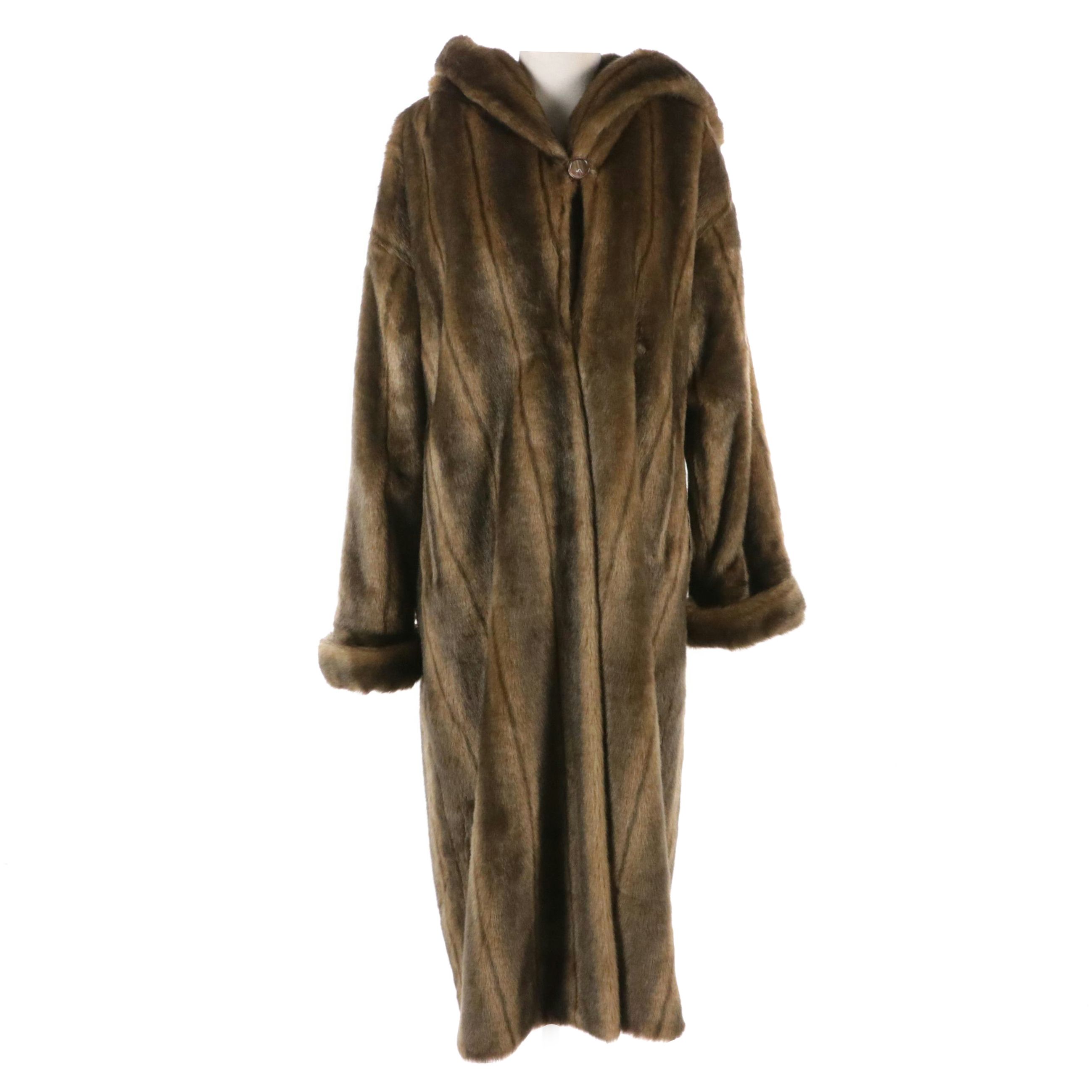 Chadwick's Hooded Faux Fur Long Coat