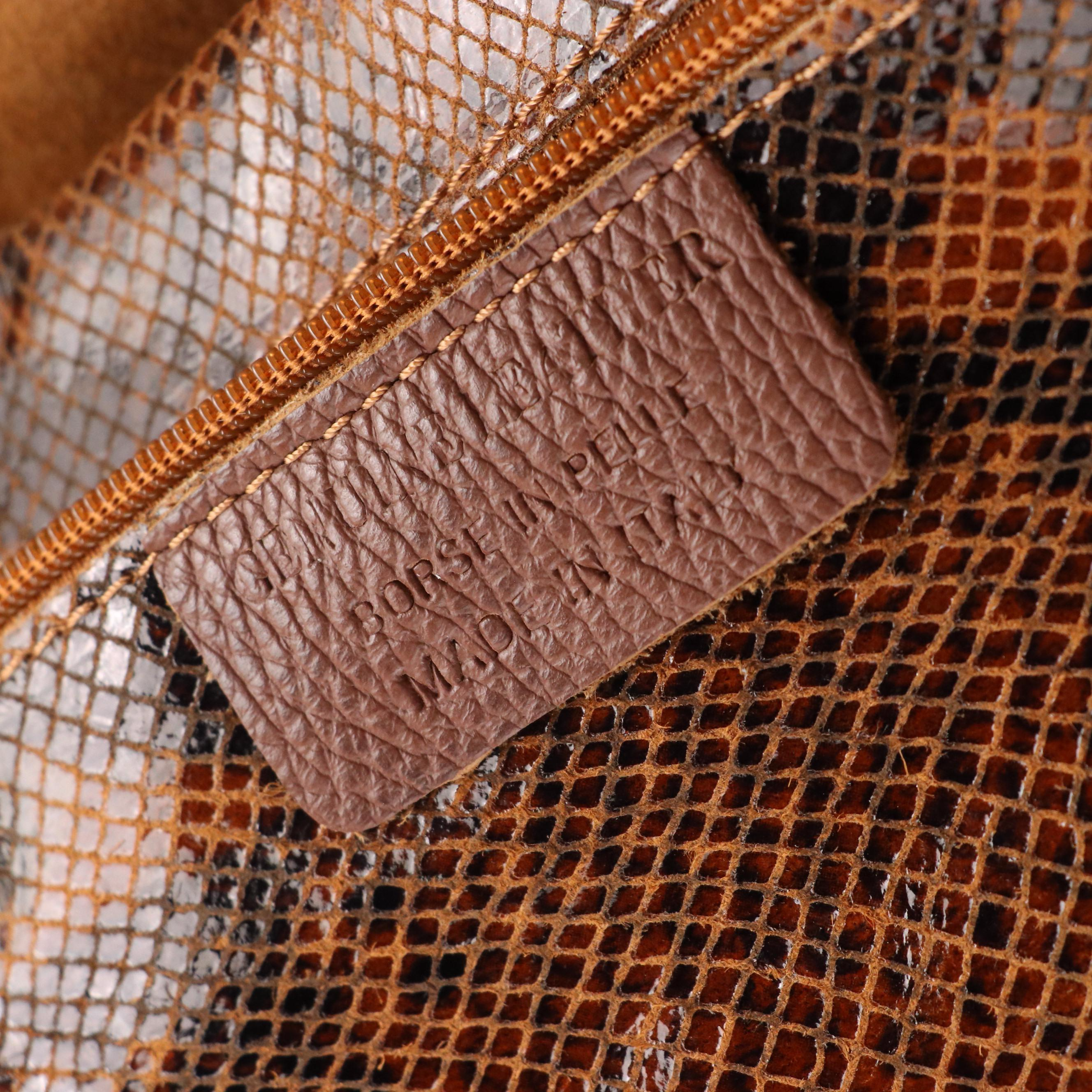 Snakeskin Print Leather Tote Bag