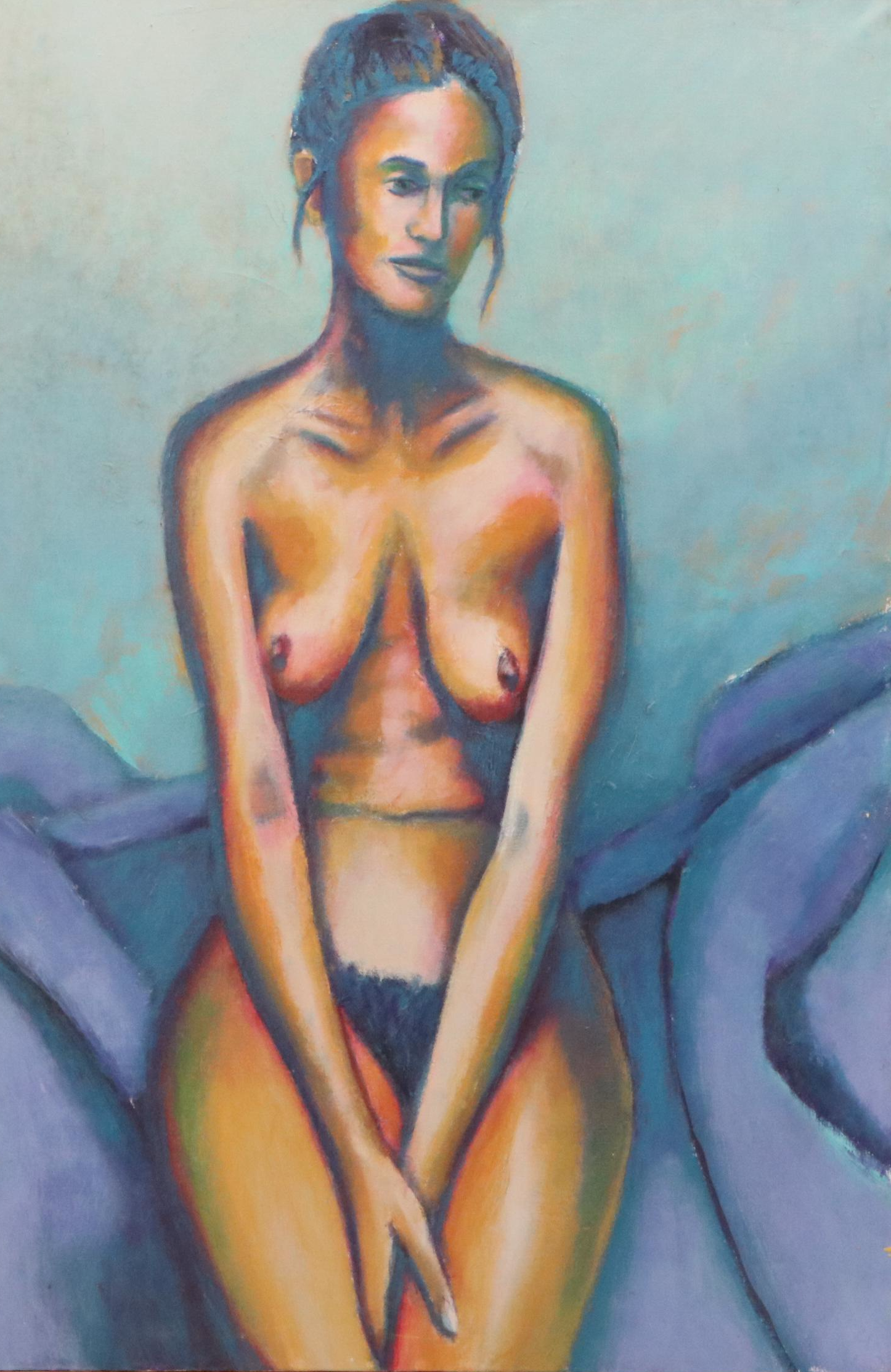 Howard Storm Acrylic Painting of Seated Female Nude, Late 20th Century