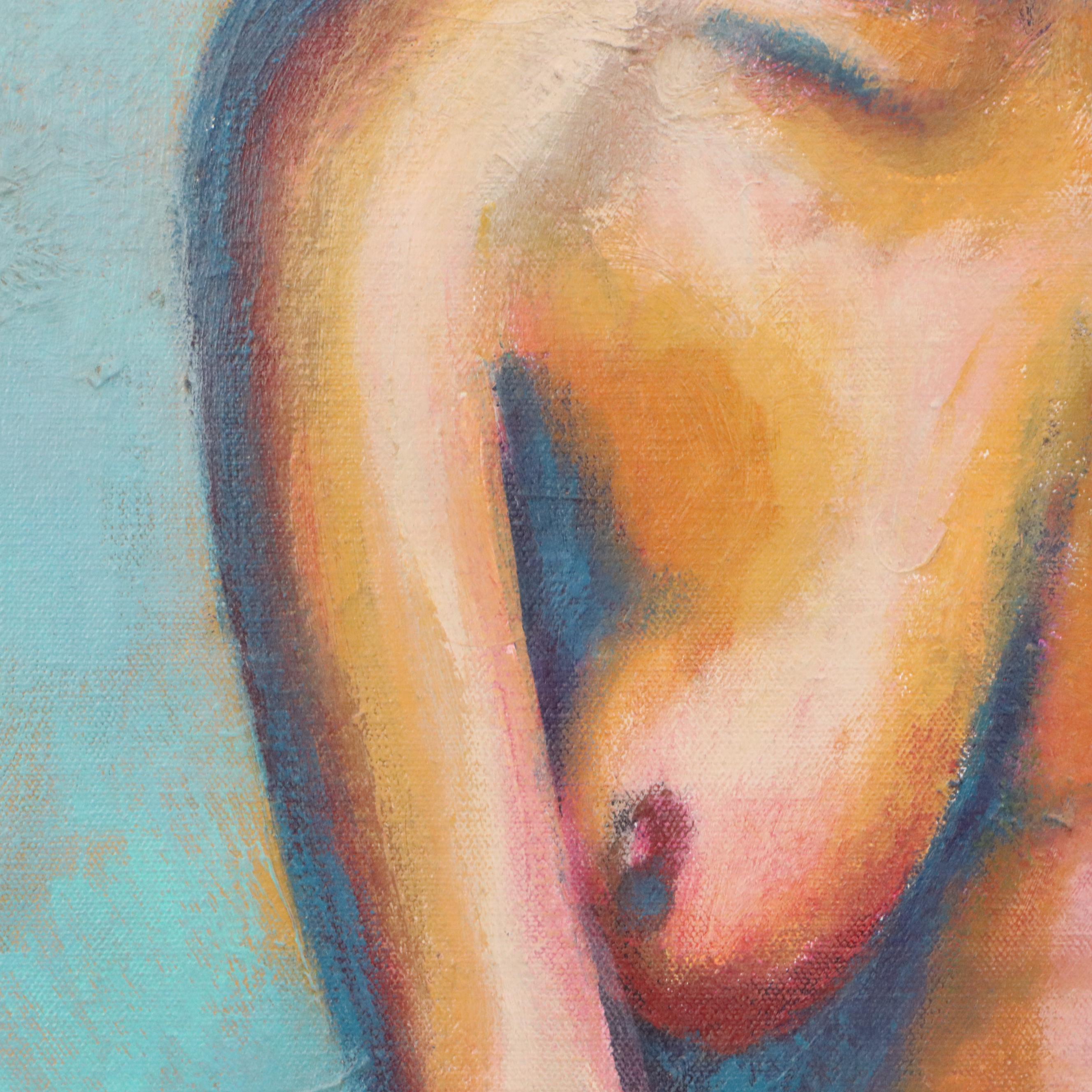 Howard Storm Acrylic Painting of Seated Female Nude, Late 20th Century