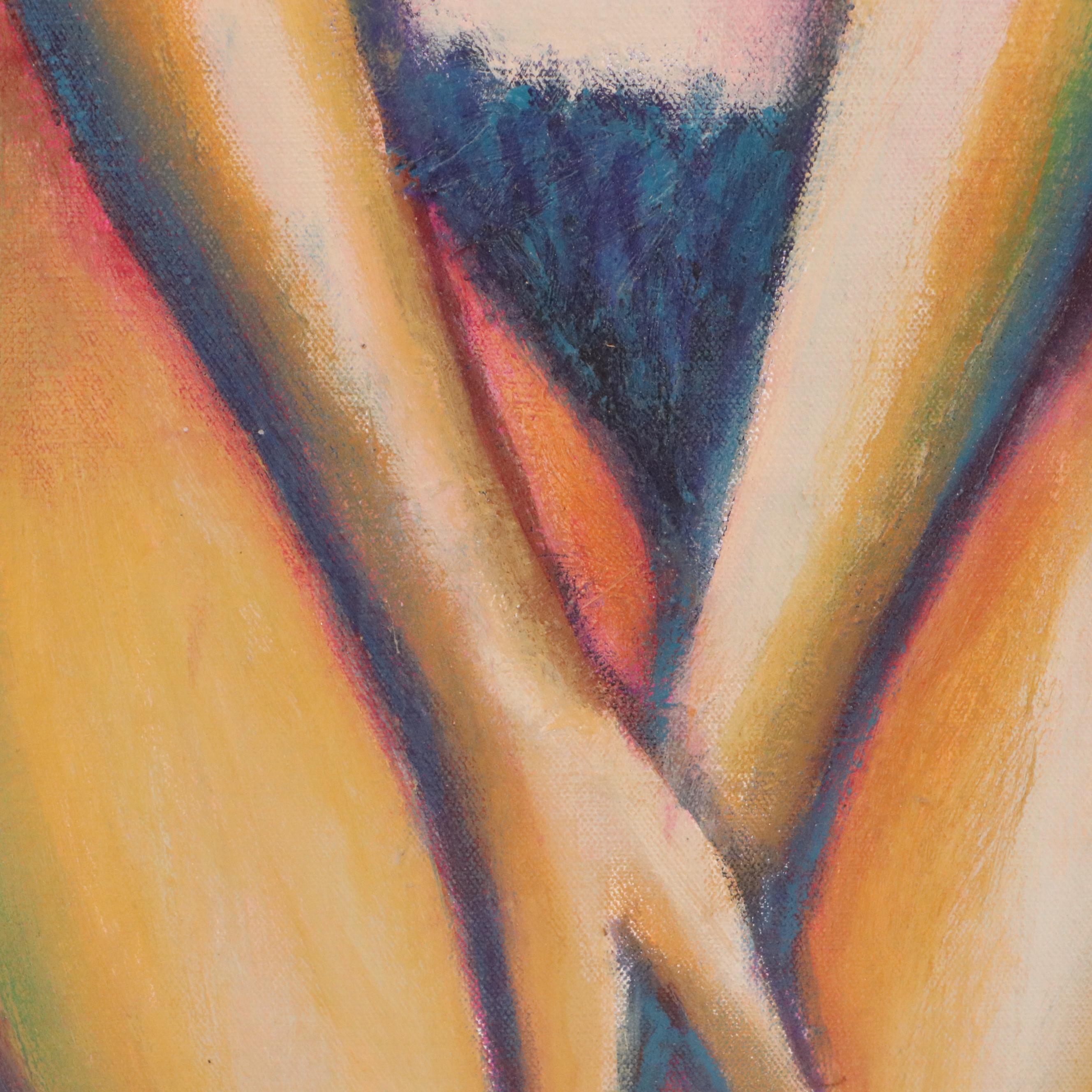 Howard Storm Acrylic Painting of Seated Female Nude, Late 20th Century