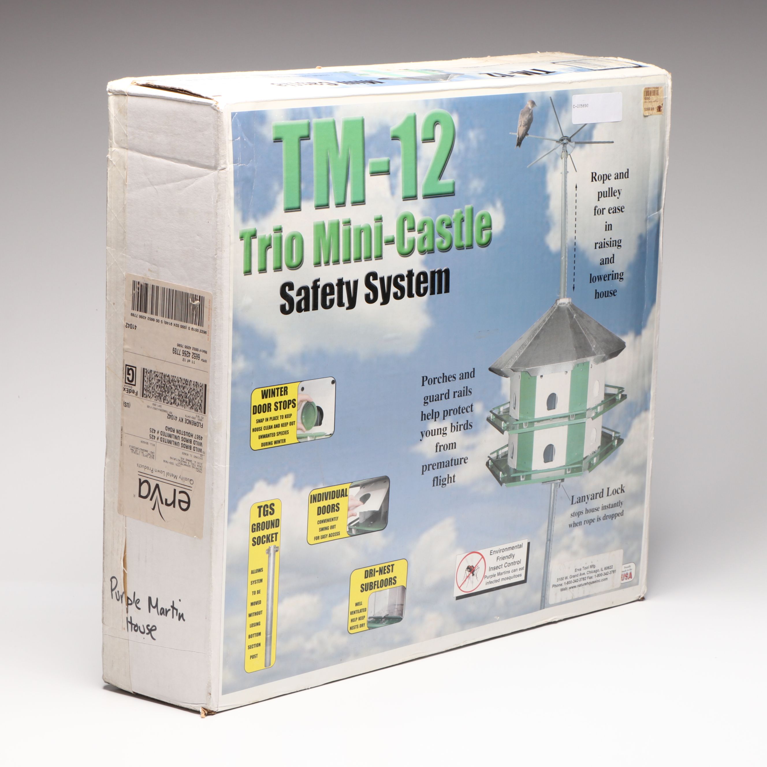 Erva Tool Mfg. TM-12 Trio Mini-Castle 12-Room Purple Martin House