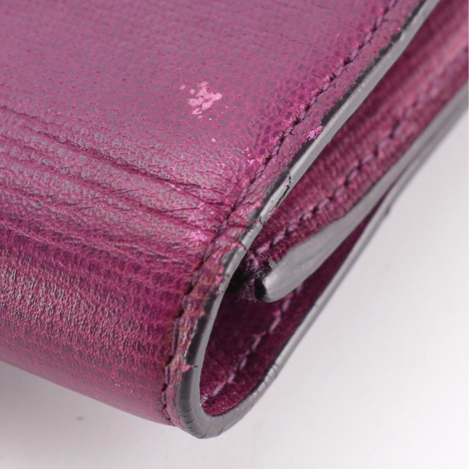 Yves Saint Laurent Y Ligne Flap Clutch in Textured Violet Calfskin Leather