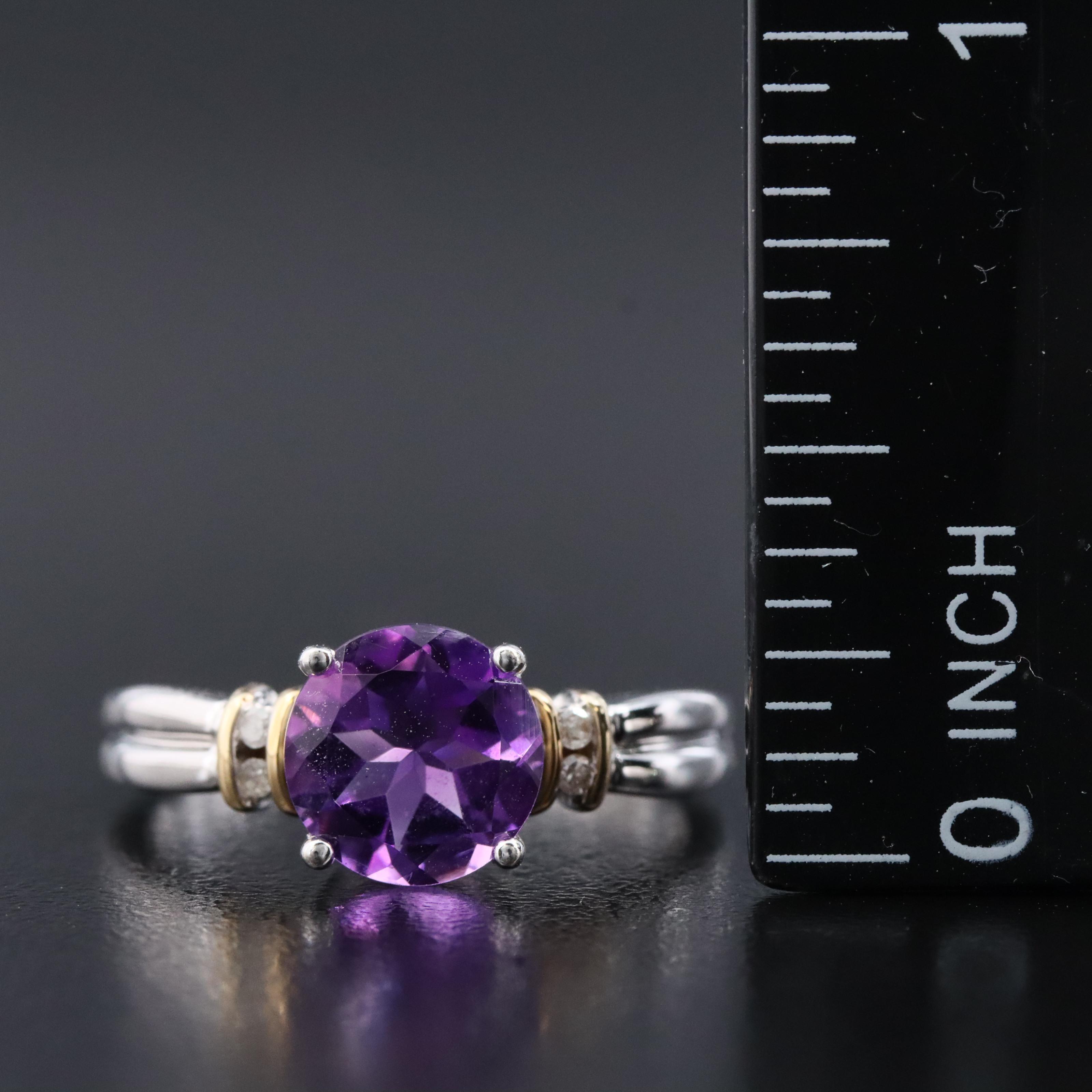 10K Amethyst and Diamond Ring