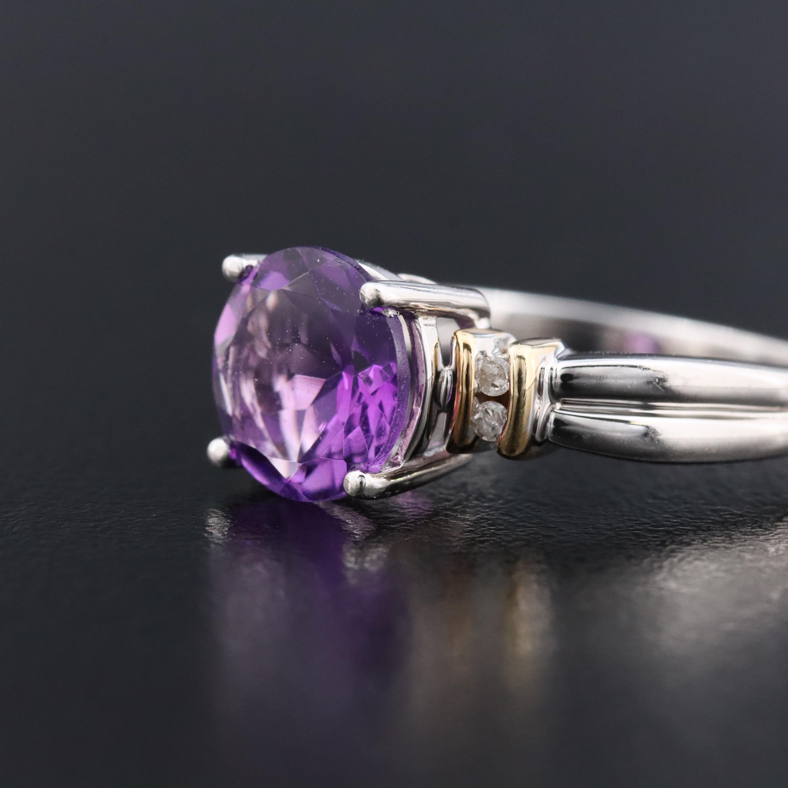 10K Amethyst and Diamond Ring