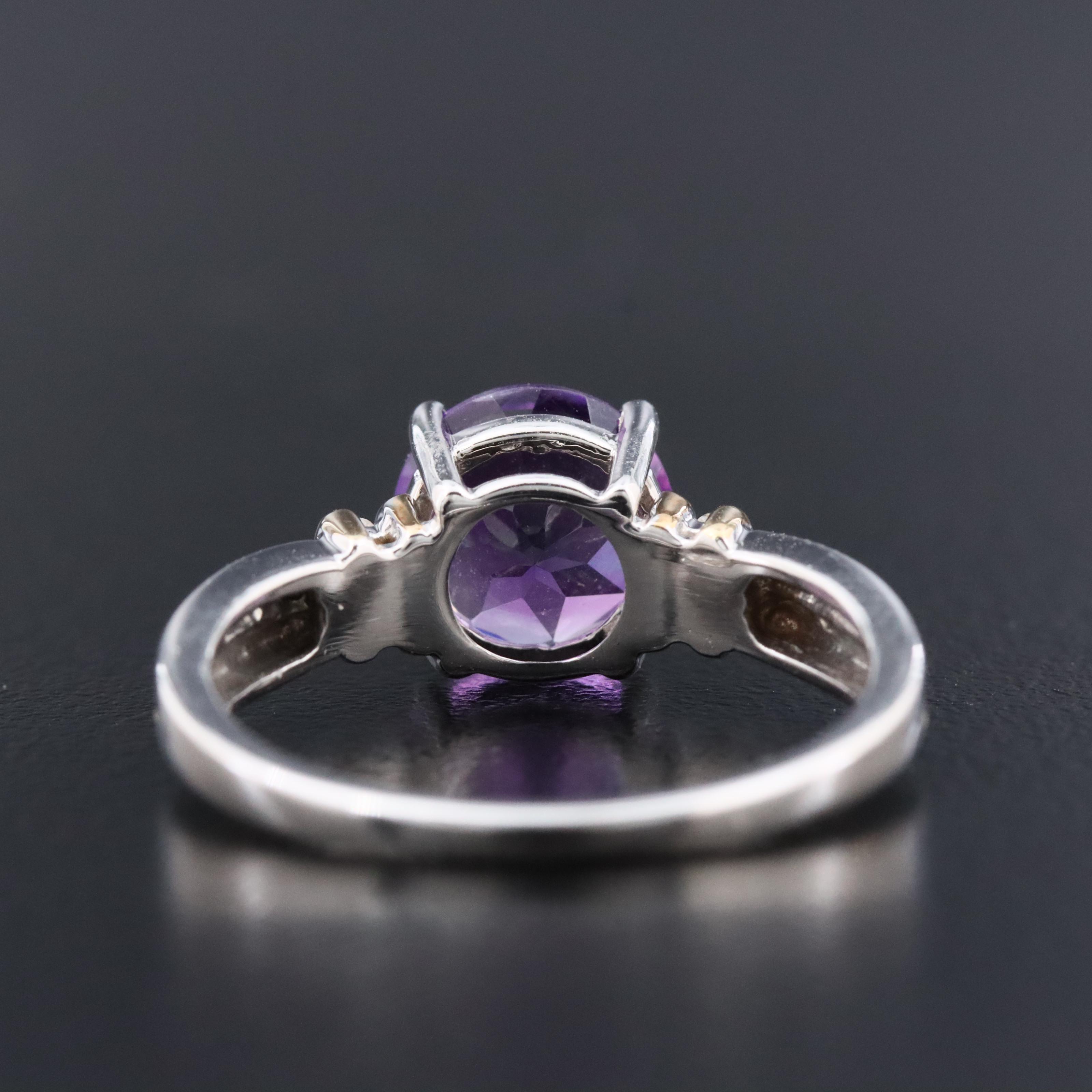 10K Amethyst and Diamond Ring