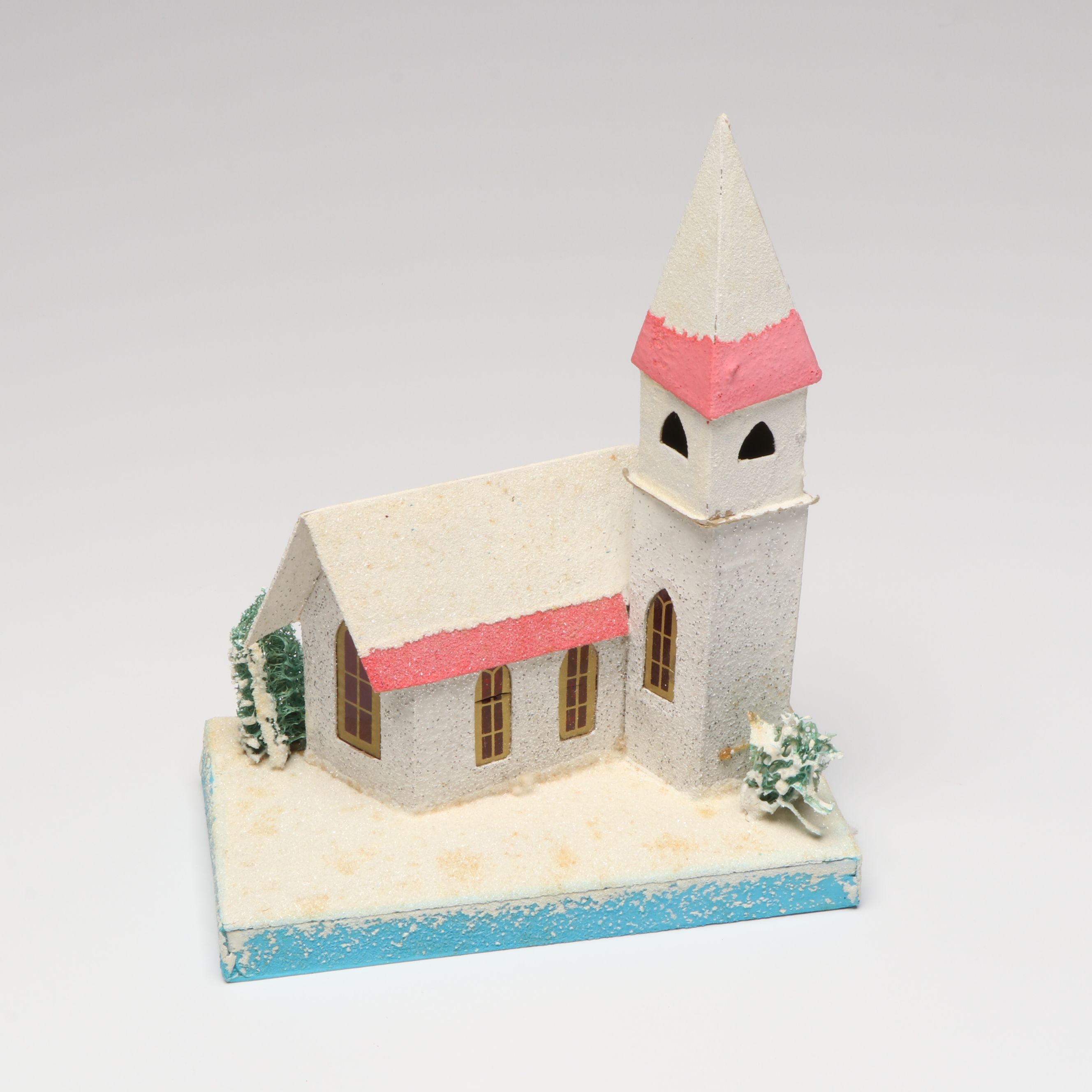 Putz Village with Churches, Houses and Trees, Vintage